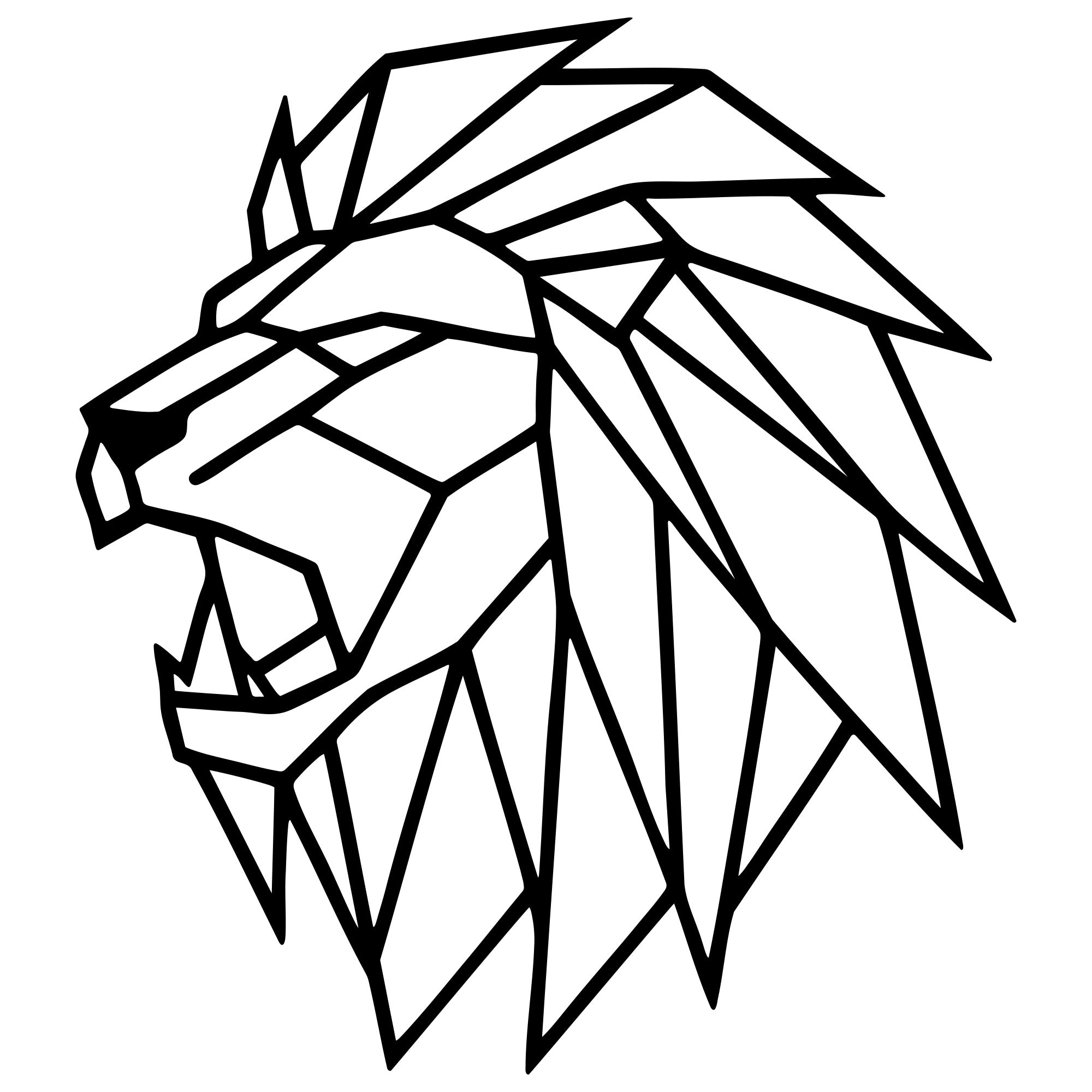 Geometric Lion Head DXF File – CNC Cutting Design | AWLION812