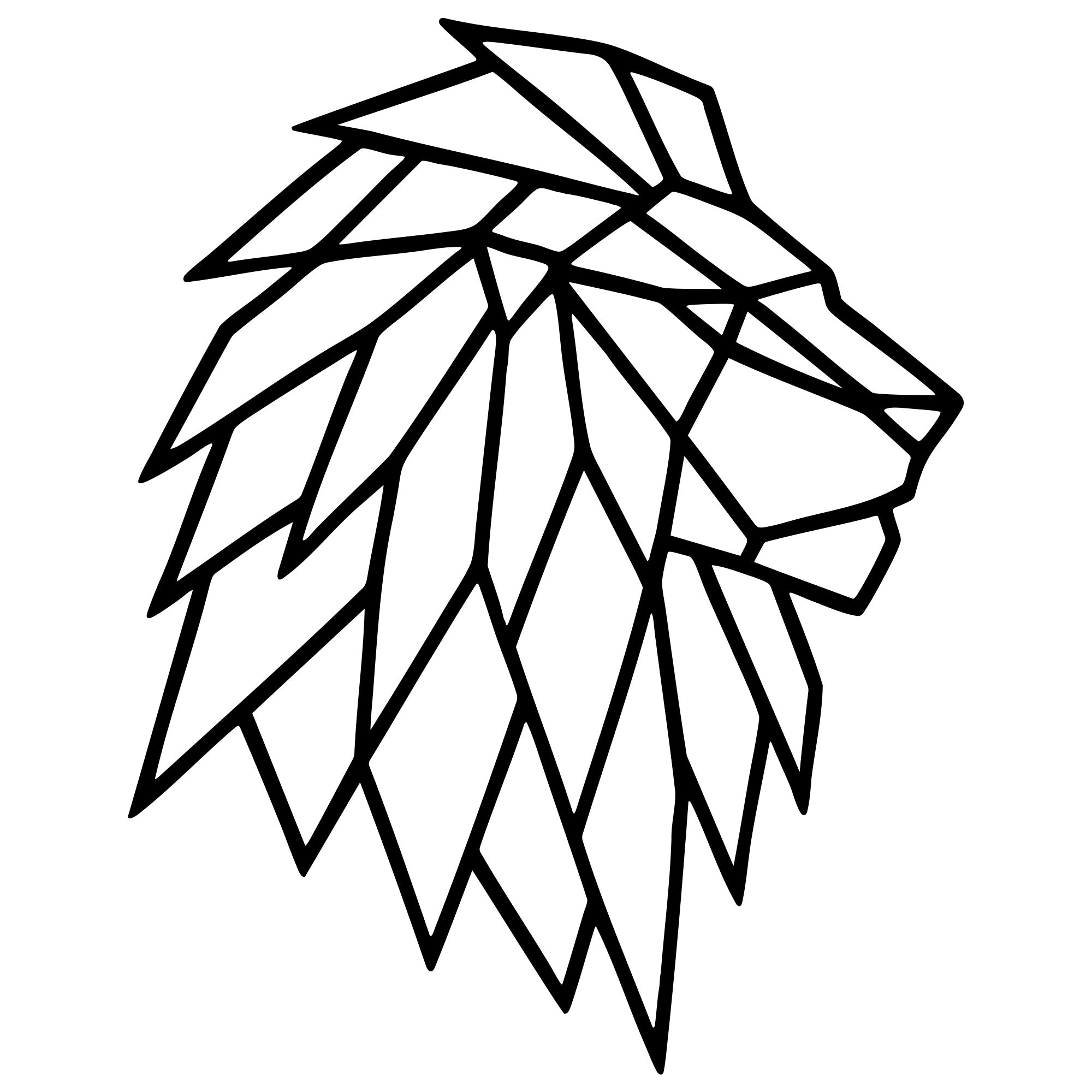 Geometric Lion Head DXF File – CNC Cutting Design | AWLION813