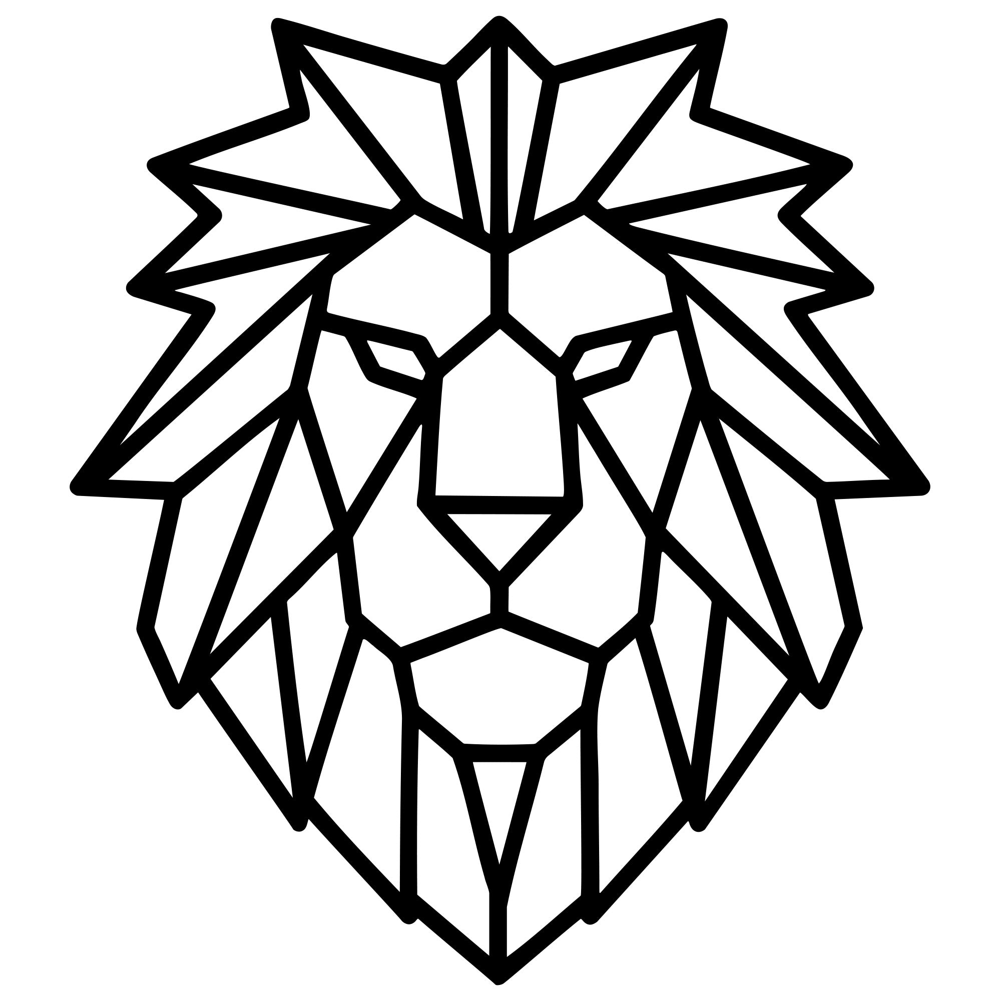 Geometric Lion Head DXF File – CNC Cutting Design | AWLION814