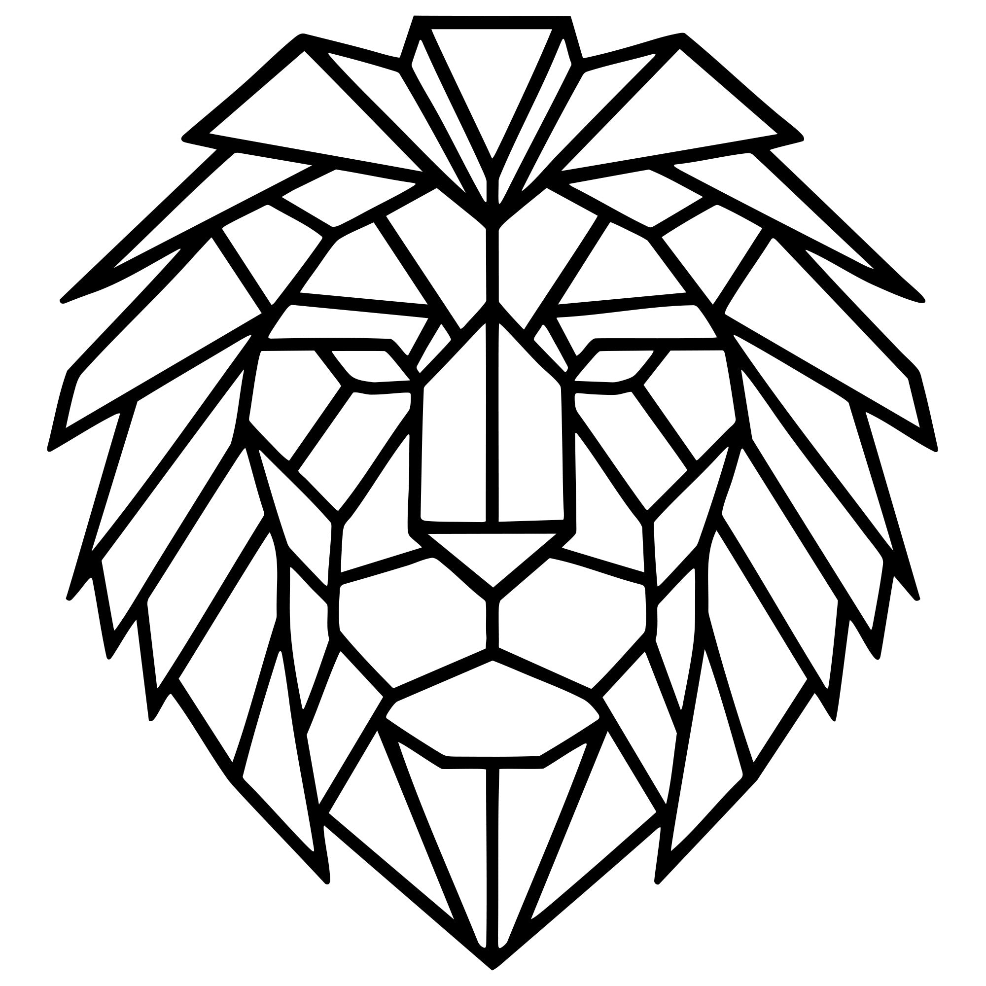Geometric Lion Head DXF File – CNC Cutting Design | AWLION815