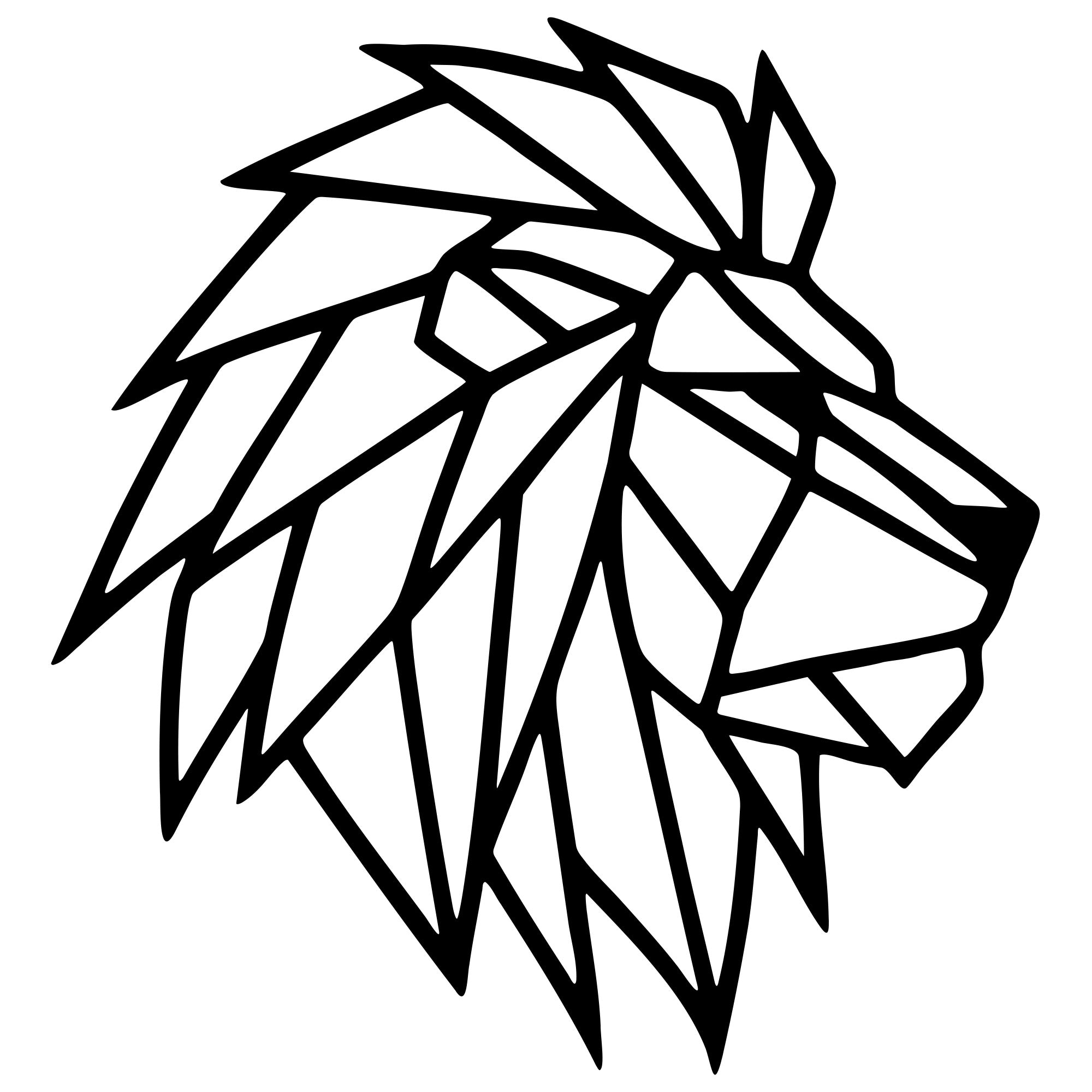 Geometric Lion Head DXF File – CNC Cutting Design | AWLION816