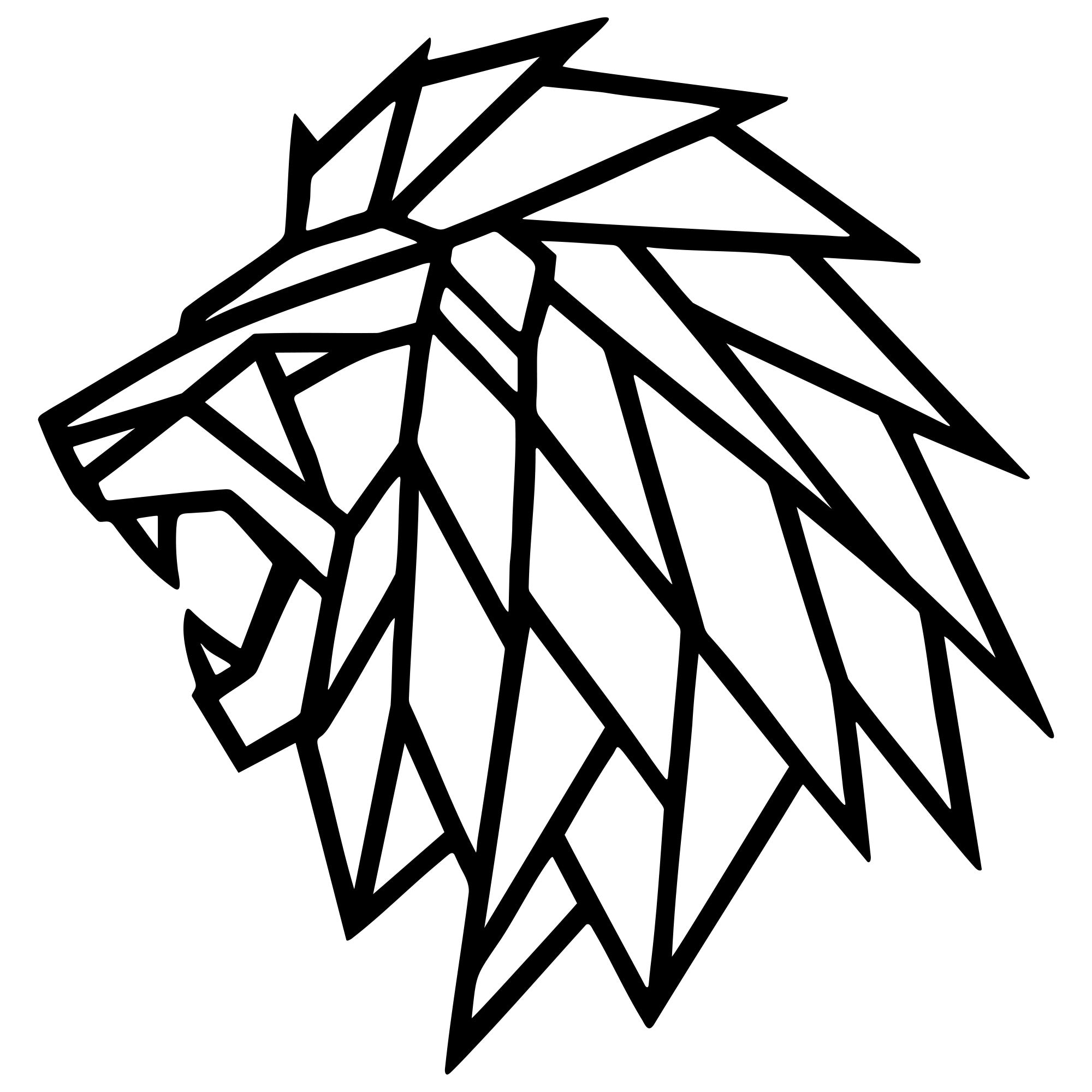 Geometric Lion Head DXF File – CNC Cutting Design | AWLION817