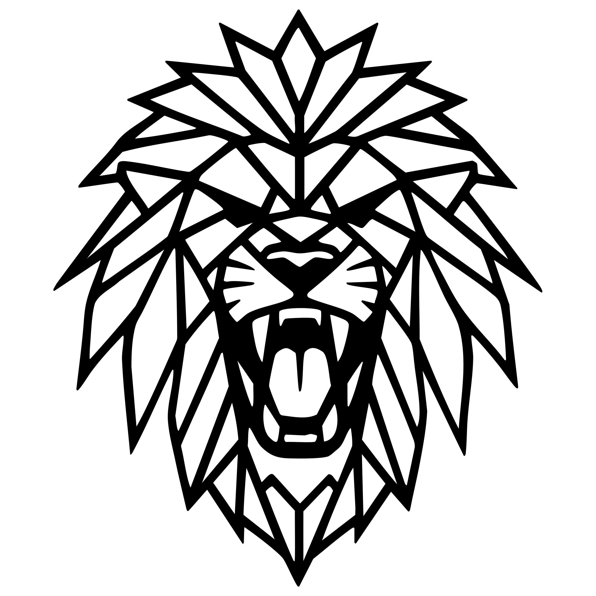 Geometric Lion Head DXF File – CNC Cutting Design | AWLION818