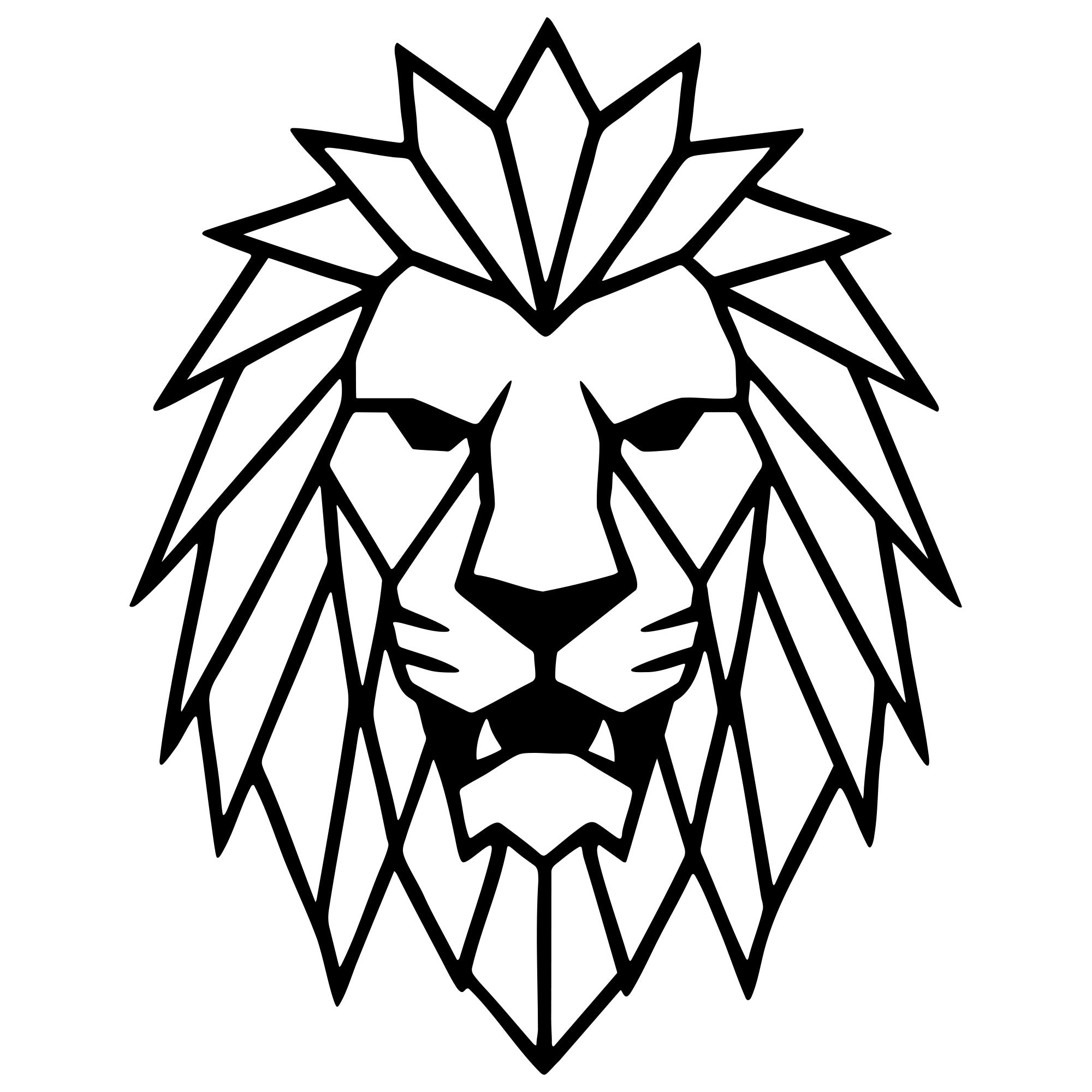 Geometric Lion Head DXF File – CNC Cutting Design | AWLION819