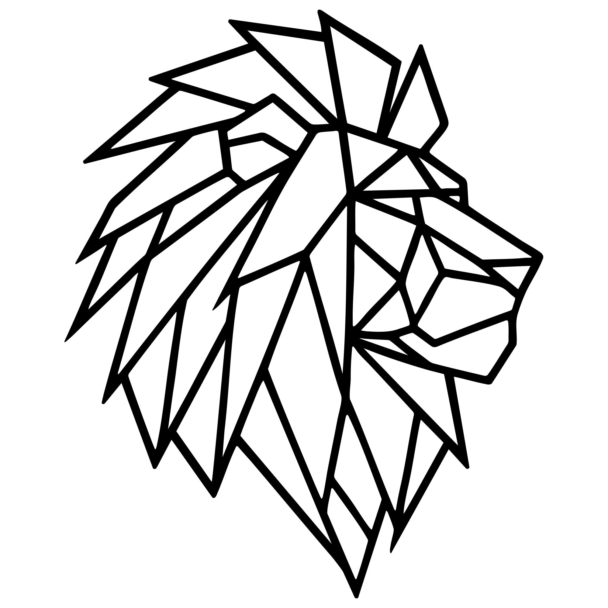 Geometric Lion Head DXF File – CNC Cutting Design | AWLION821