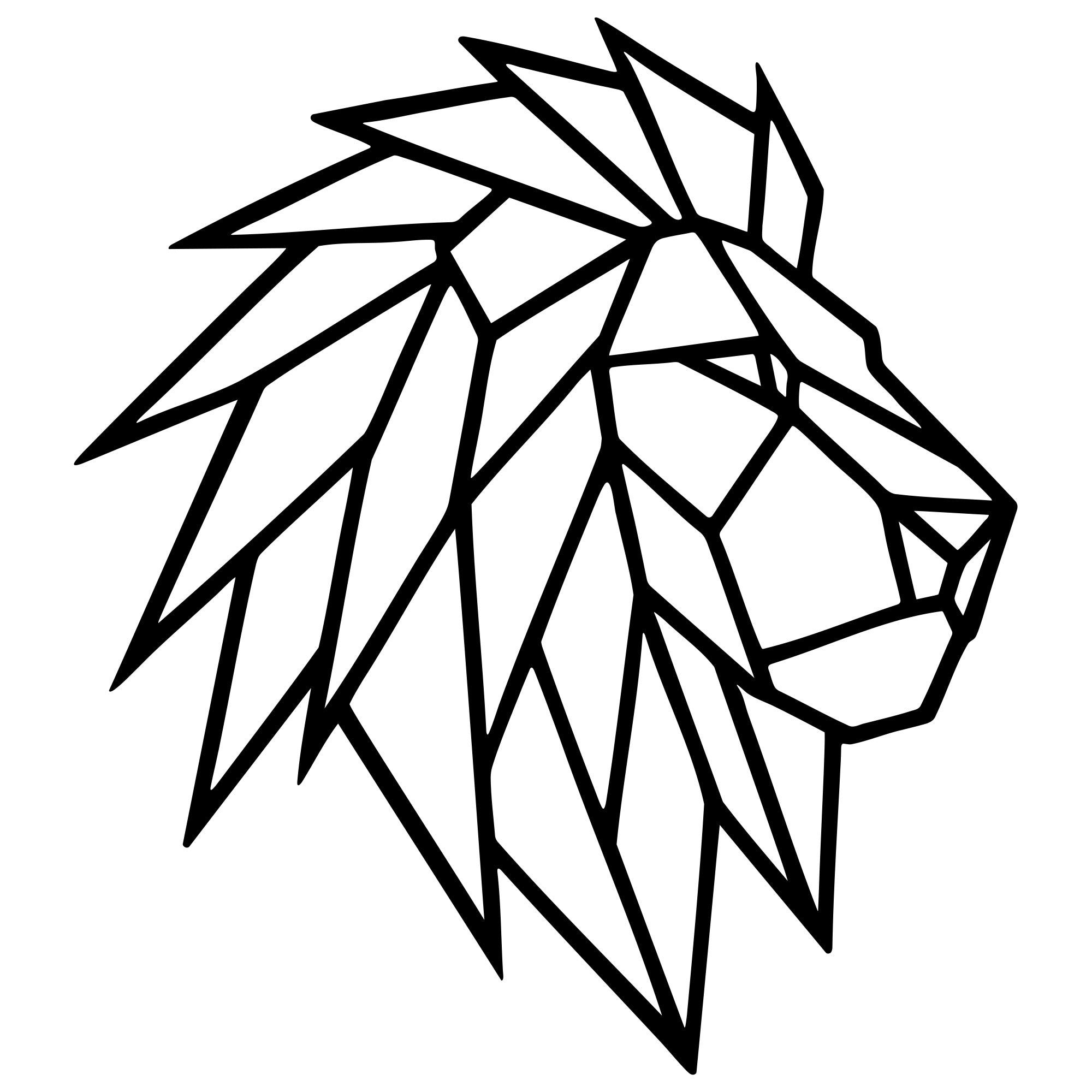 Geometric Lion Head DXF File – CNC Cutting Design | AWLION823