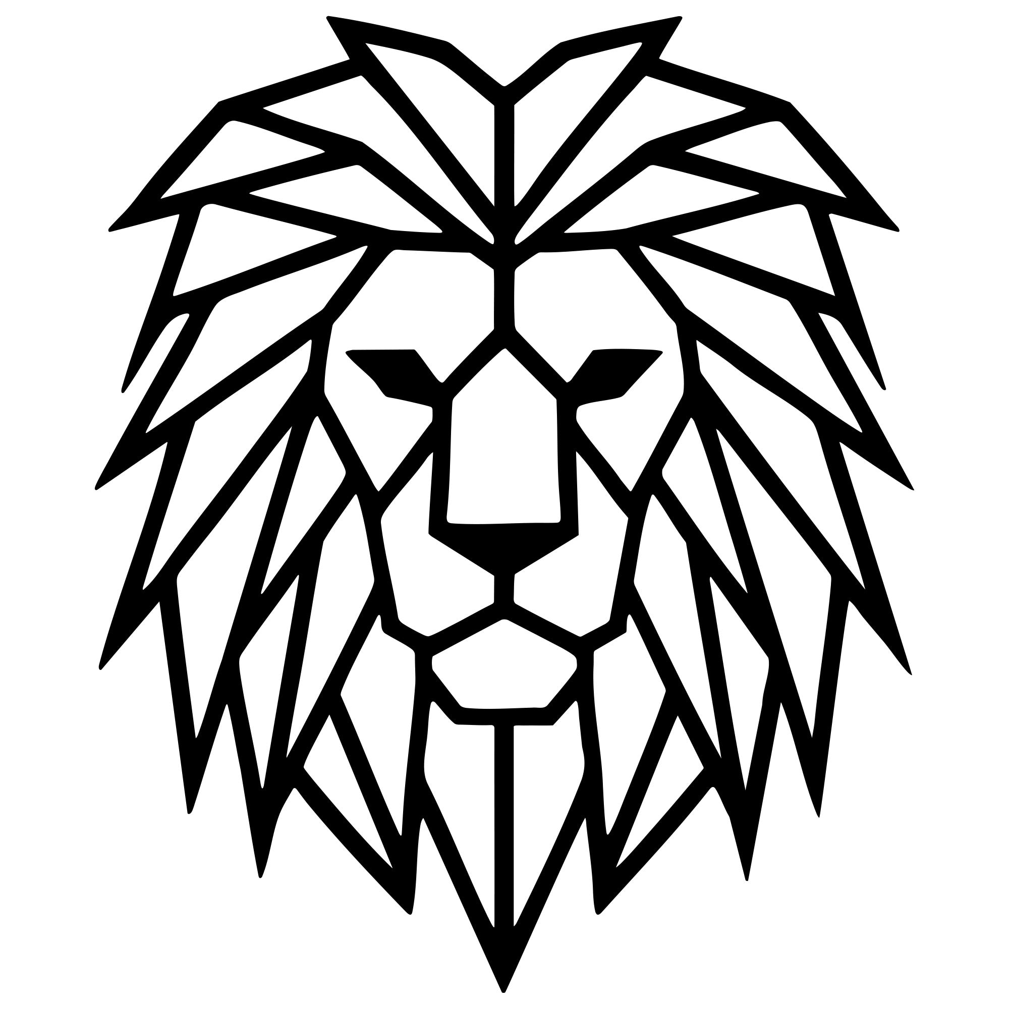 Geometric Lion Head DXF File – CNC Cutting Design | AWLION824