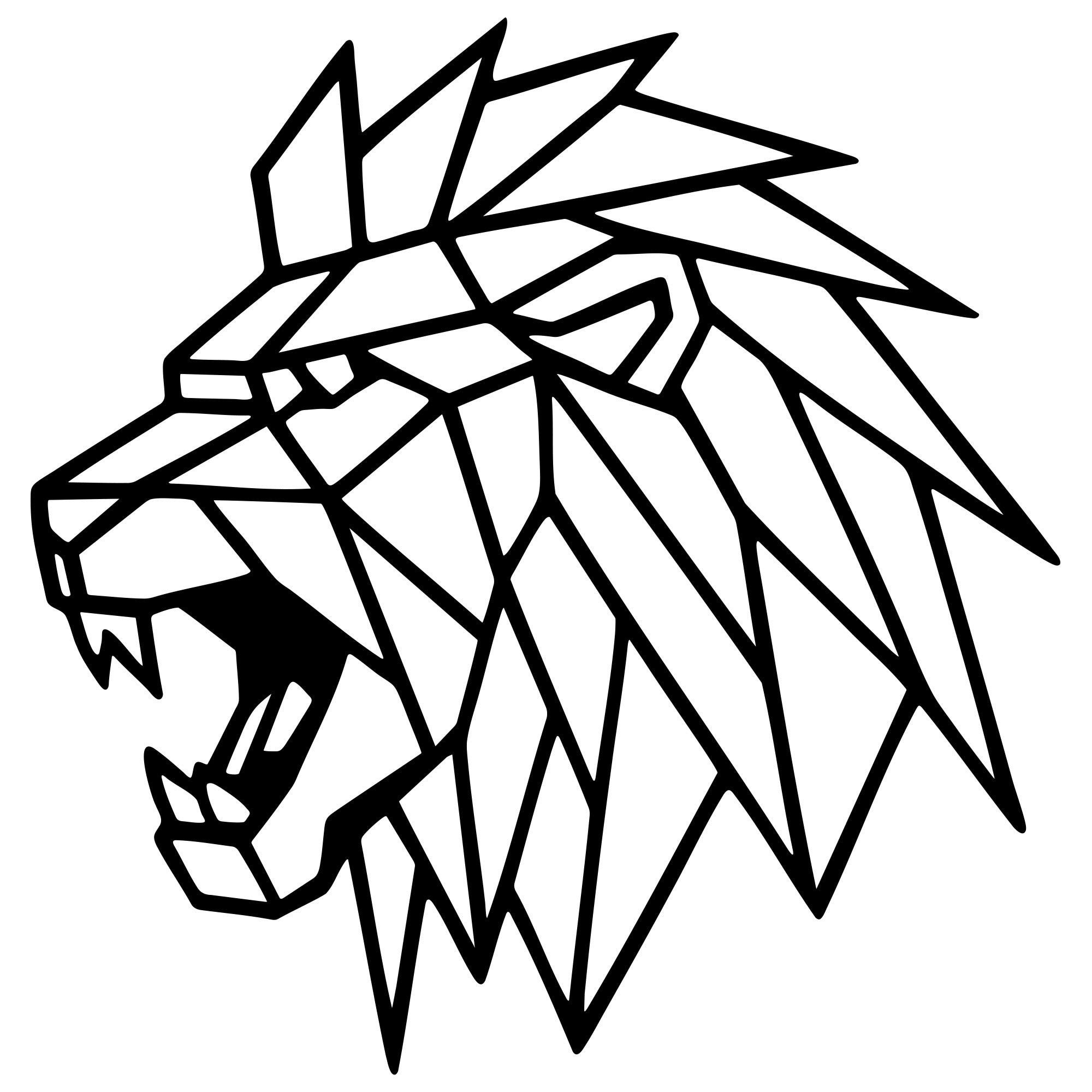 Geometric Lion Head DXF File – CNC Cutting Design | AWLION825