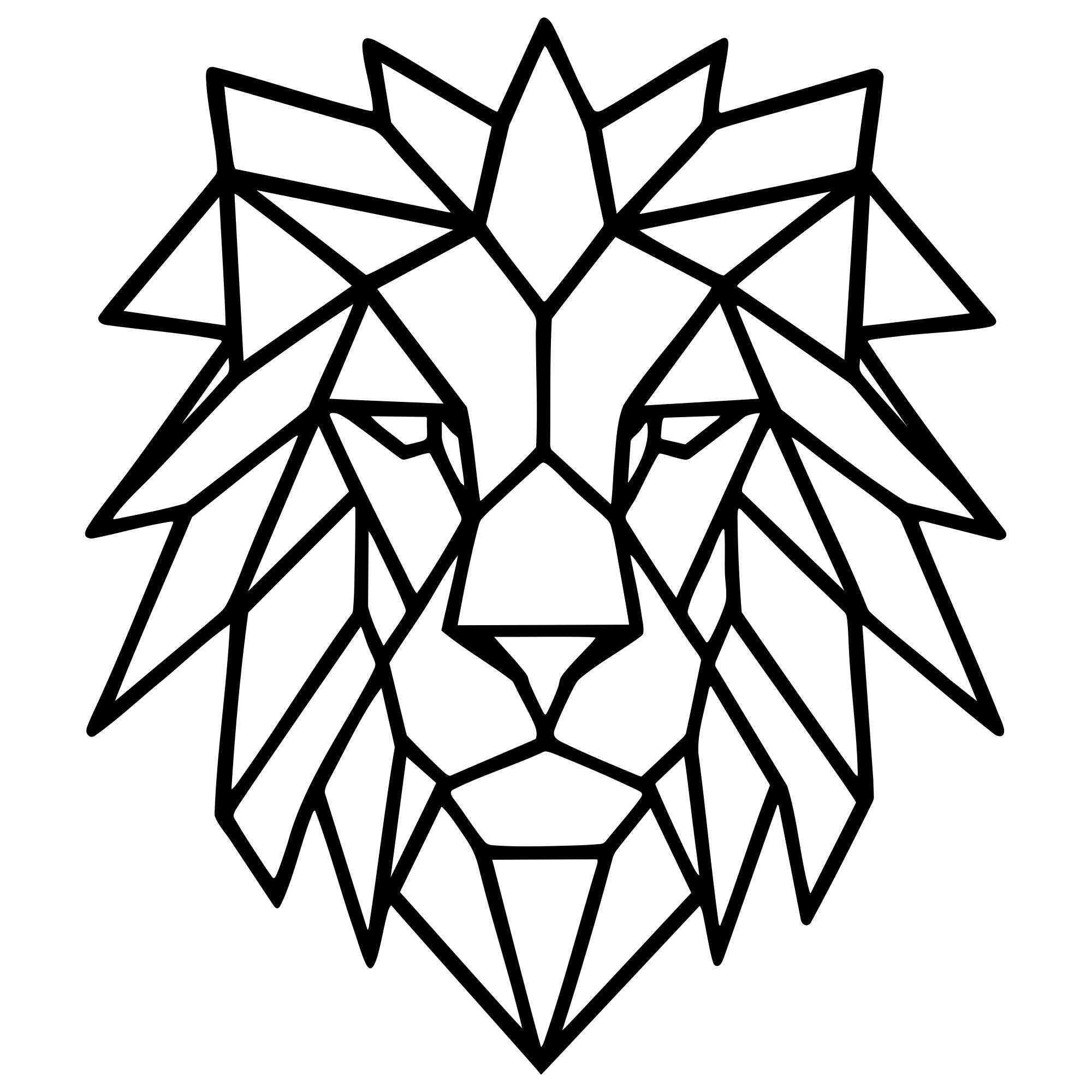 Geometric Lion Head DXF File – CNC Cutting Design | AWLION826
