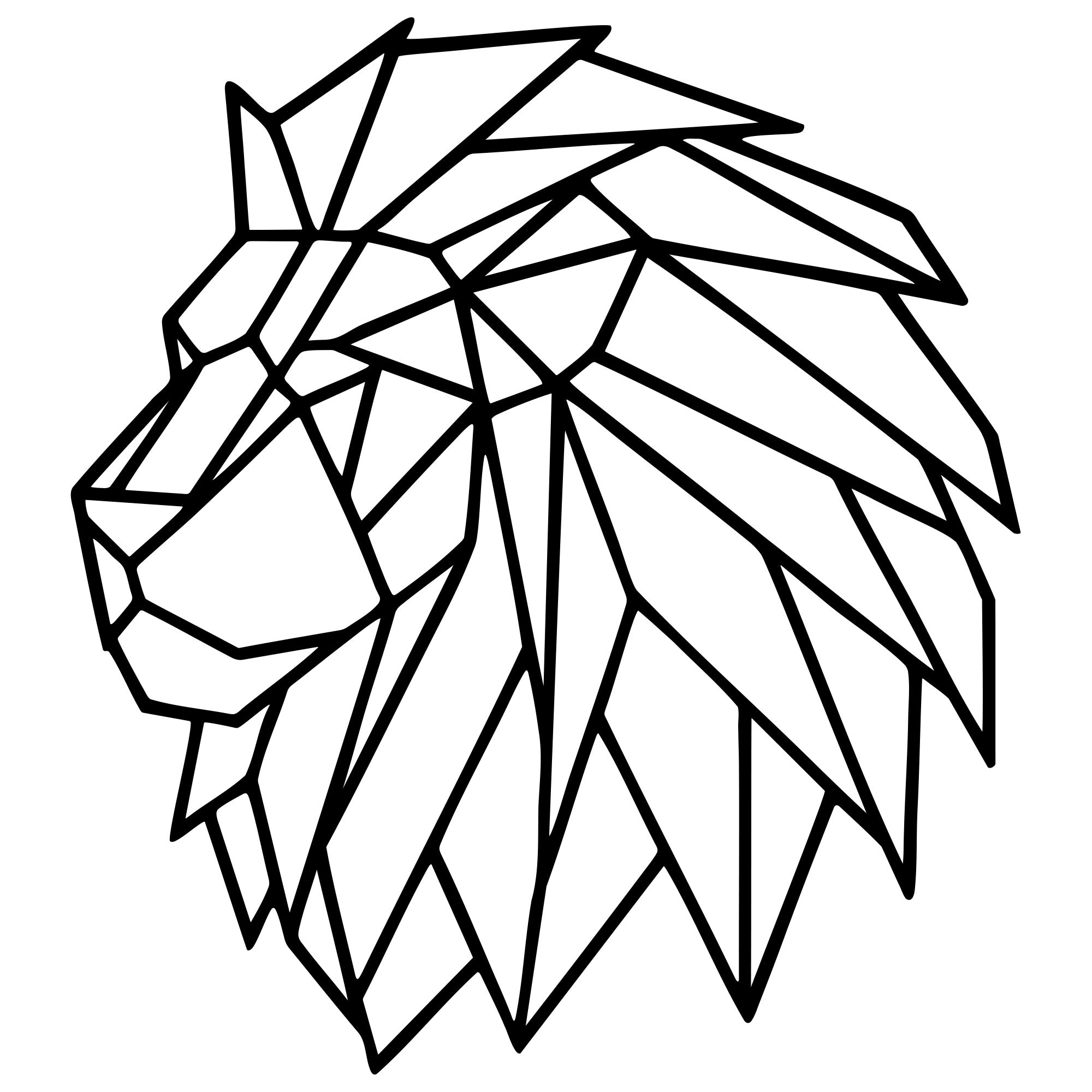 Geometric Lion Head DXF File – CNC Cutting Design | AWLION828