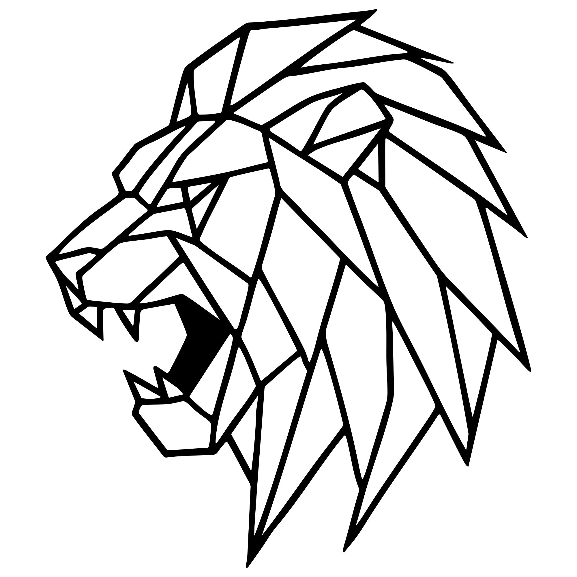 Geometric Lion Head DXF File – CNC Cutting Design | AWLION831