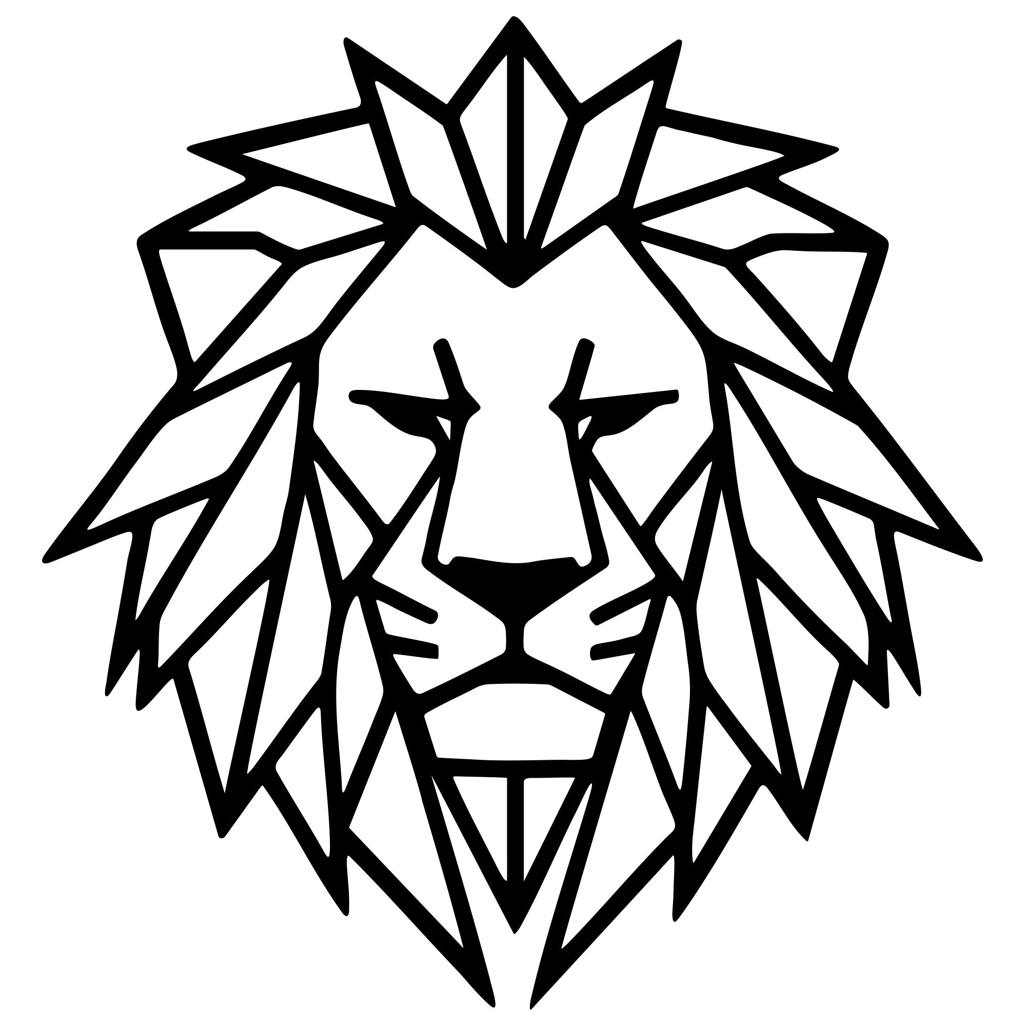 Geometric Lion Head DXF File – CNC Cutting Design | AWLION832