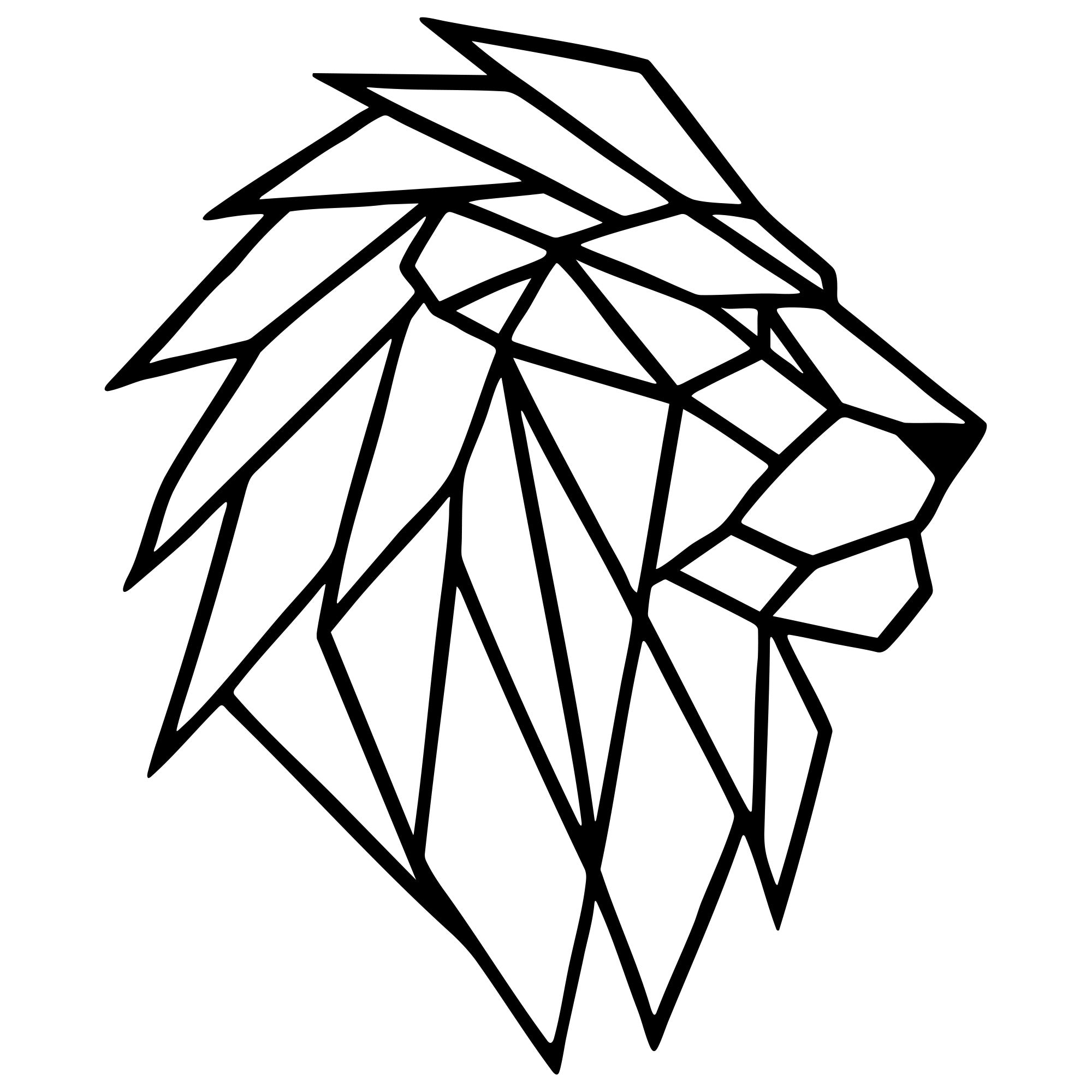 Geometric Lion Head DXF File – CNC Cutting Design | AWLION833