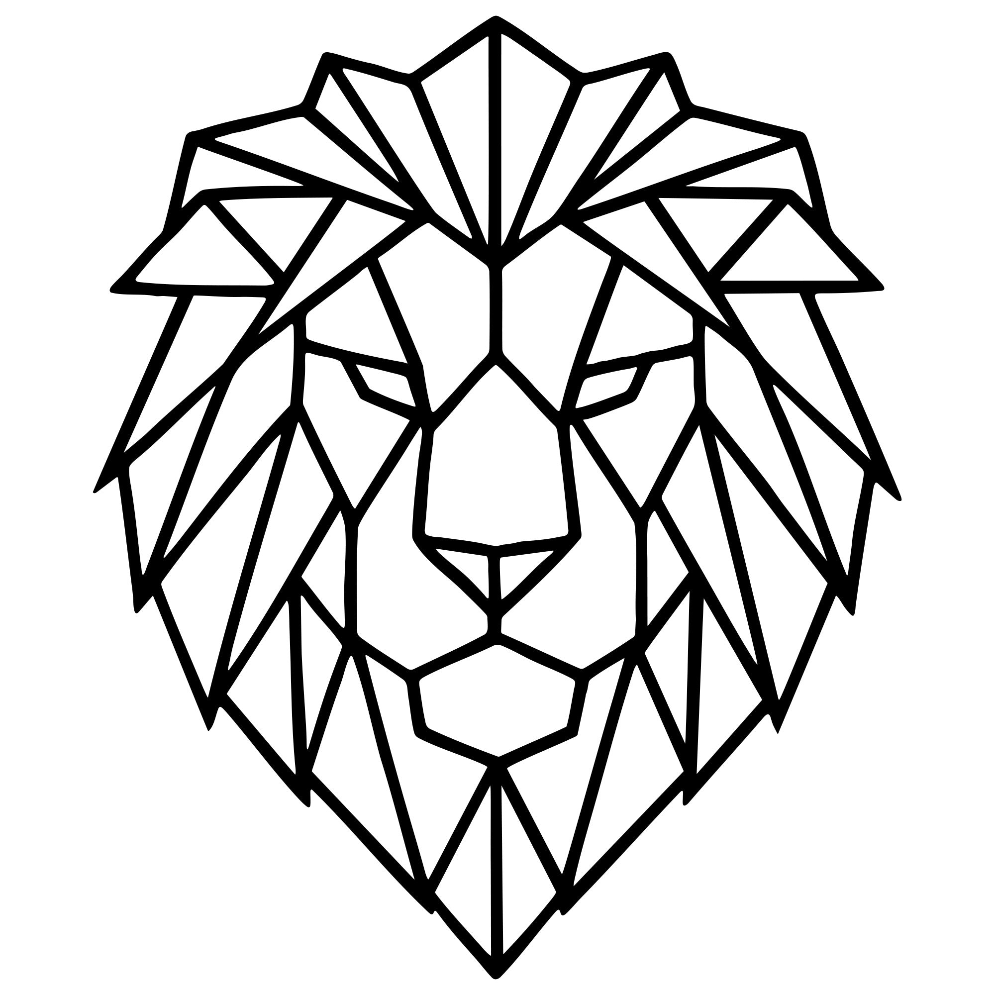 Geometric Lion Head DXF File – CNC Cutting Design | AWLION834