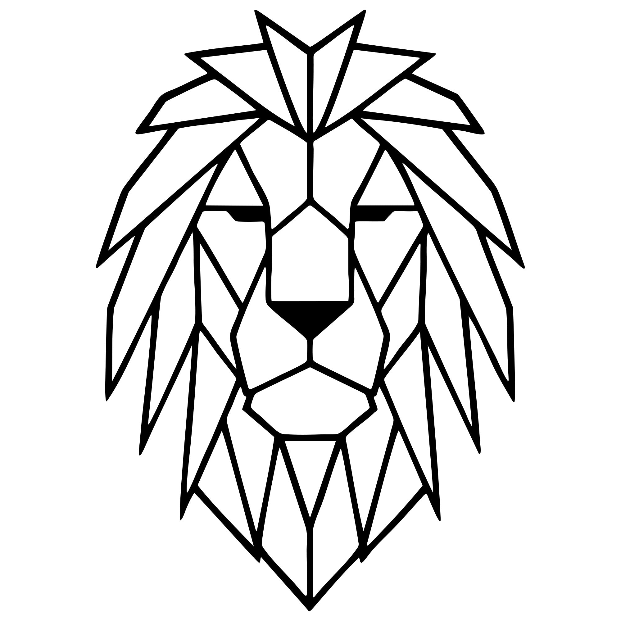 Geometric Lion Head DXF File – CNC Cutting Design | AWLION835