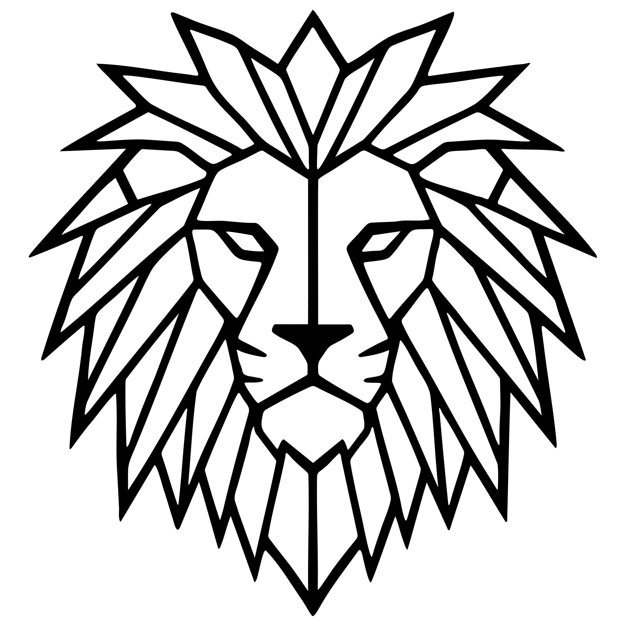 Geometric Lion Head DXF File – CNC Cutting Design | AWLION836