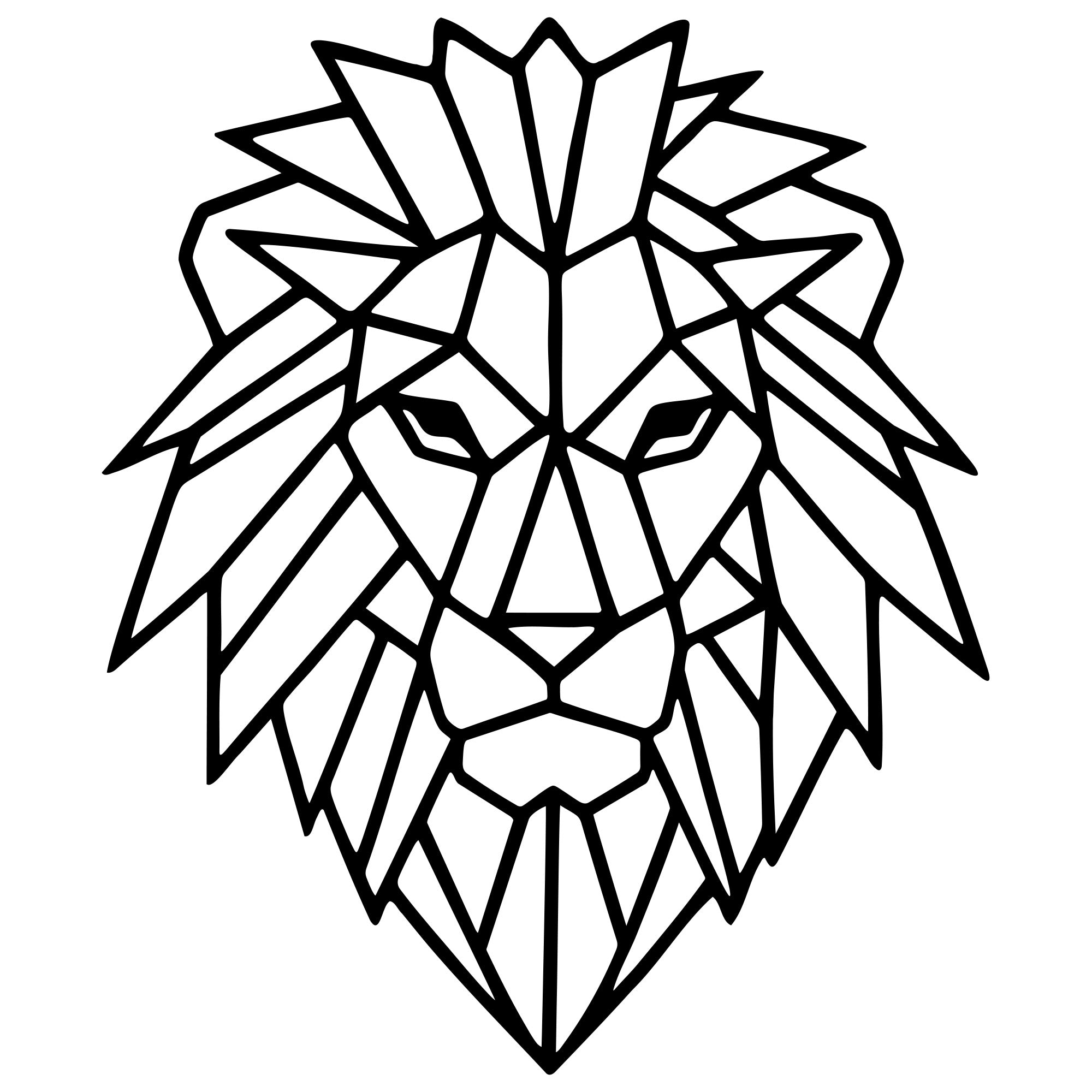 Geometric Lion Head DXF File – CNC Cutting Design | AWLION837