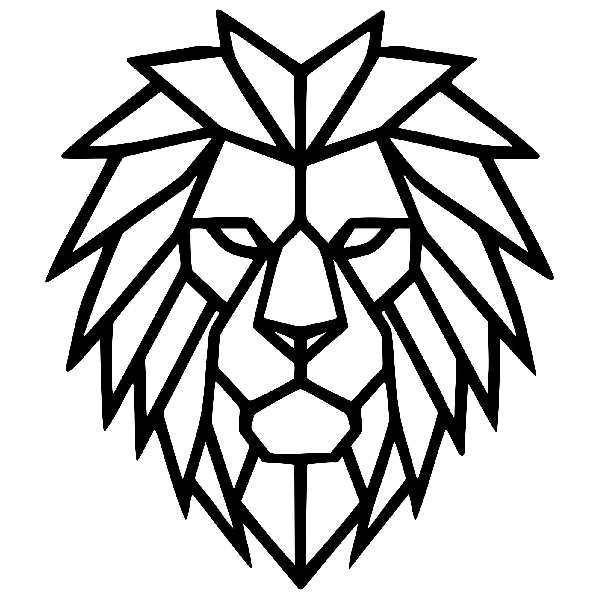 Geometric Lion Head DXF File – CNC Cutting Design | AWLION838