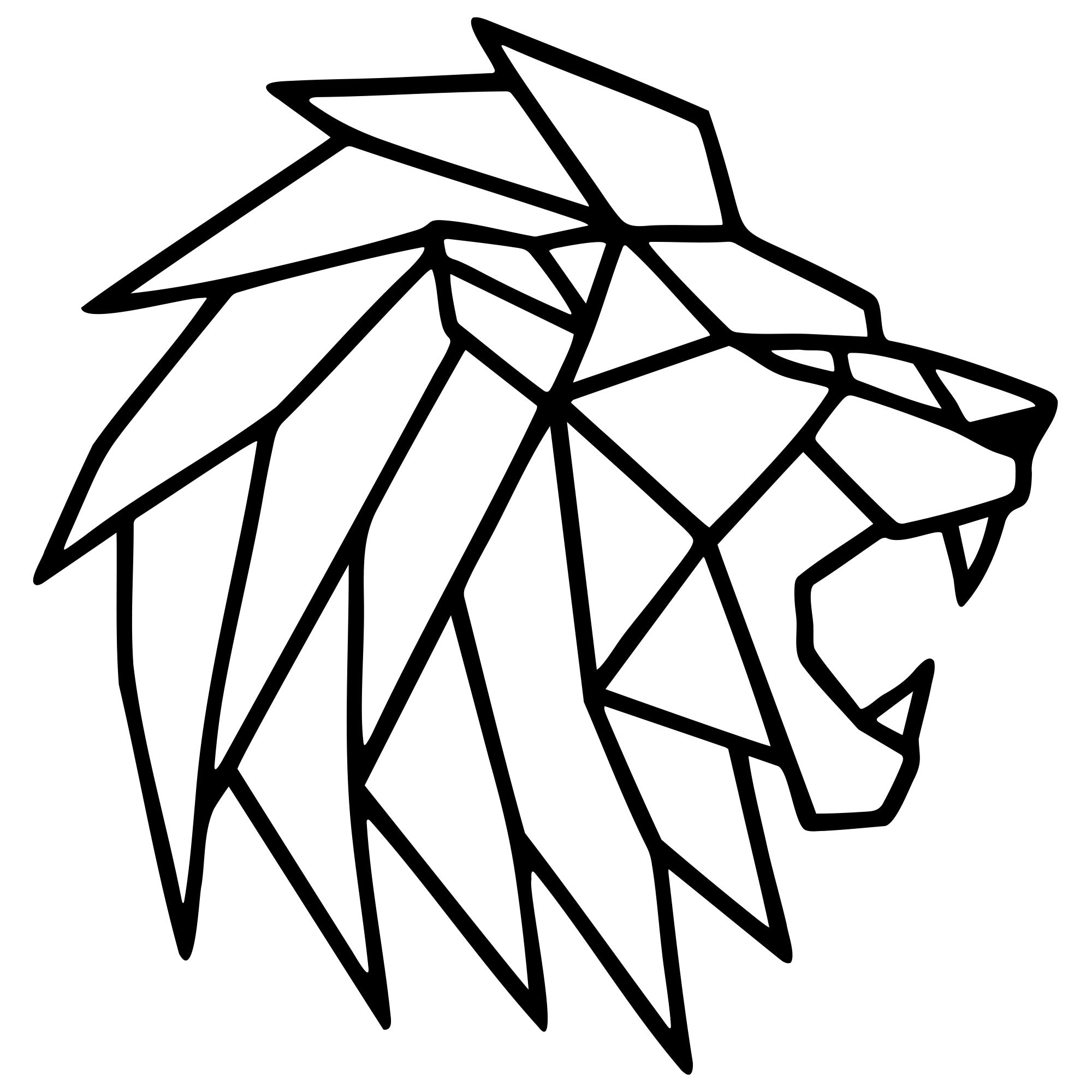 Geometric Lion Head DXF File – CNC Cutting Design | AWLION839