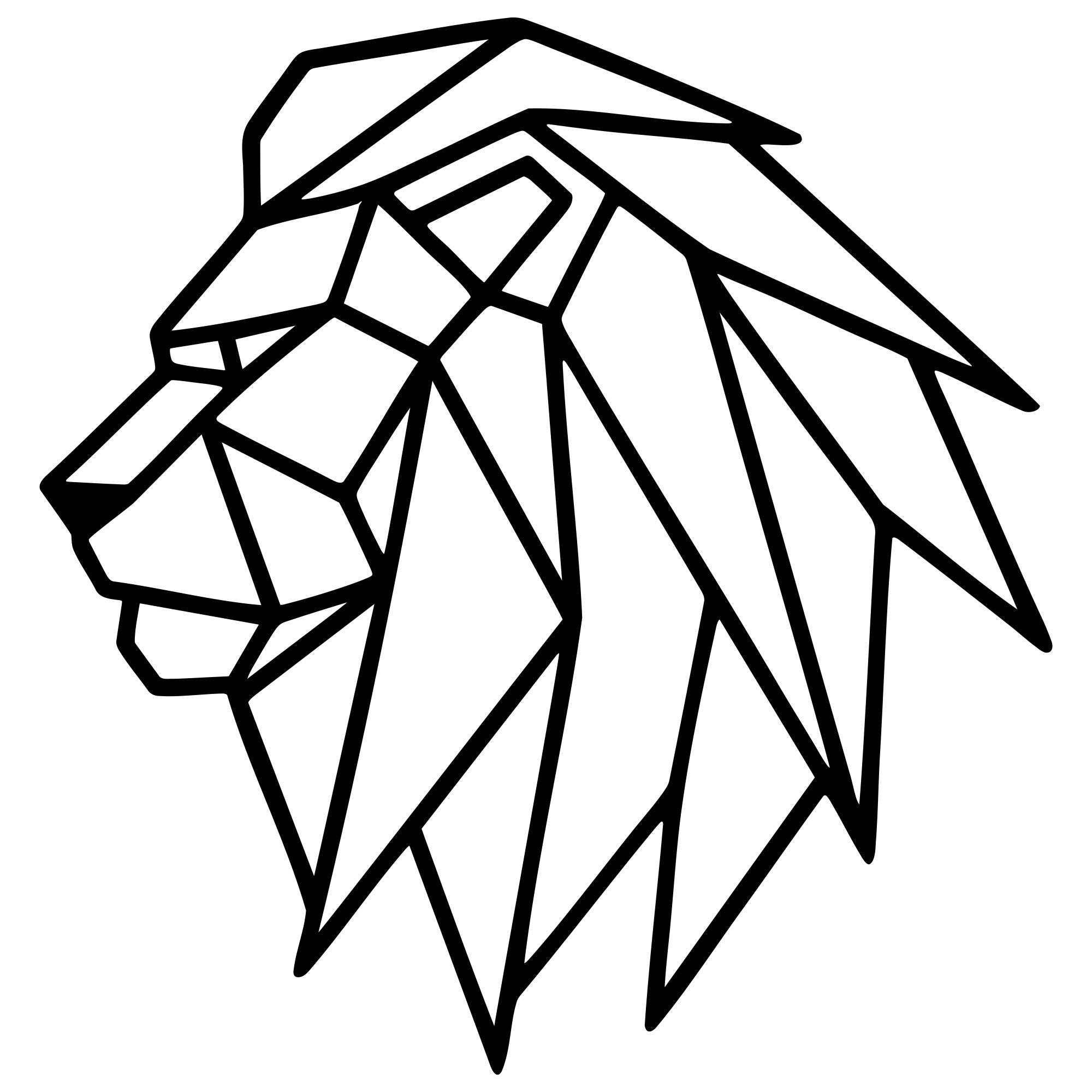 Geometric Lion Head DXF File – CNC Cutting Design | AWLION840