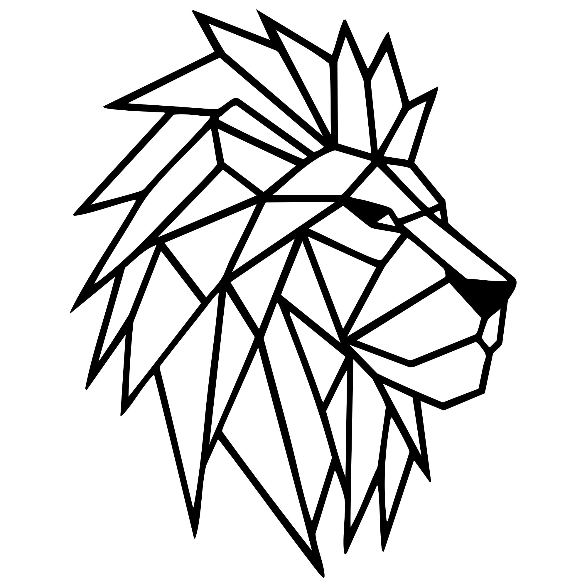 Geometric Lion Head DXF File – CNC Cutting Design | AWLION841