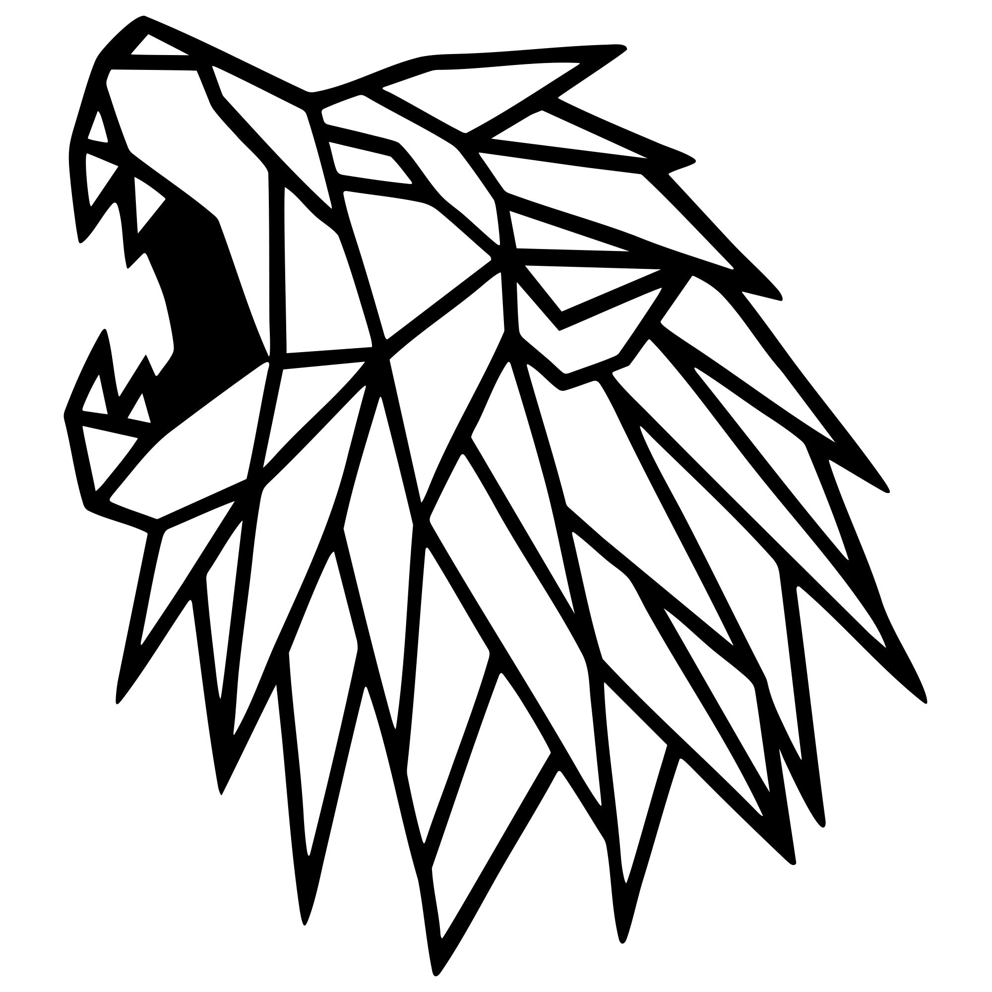 Geometric Lion Head DXF File – CNC Cutting Design | AWLION842