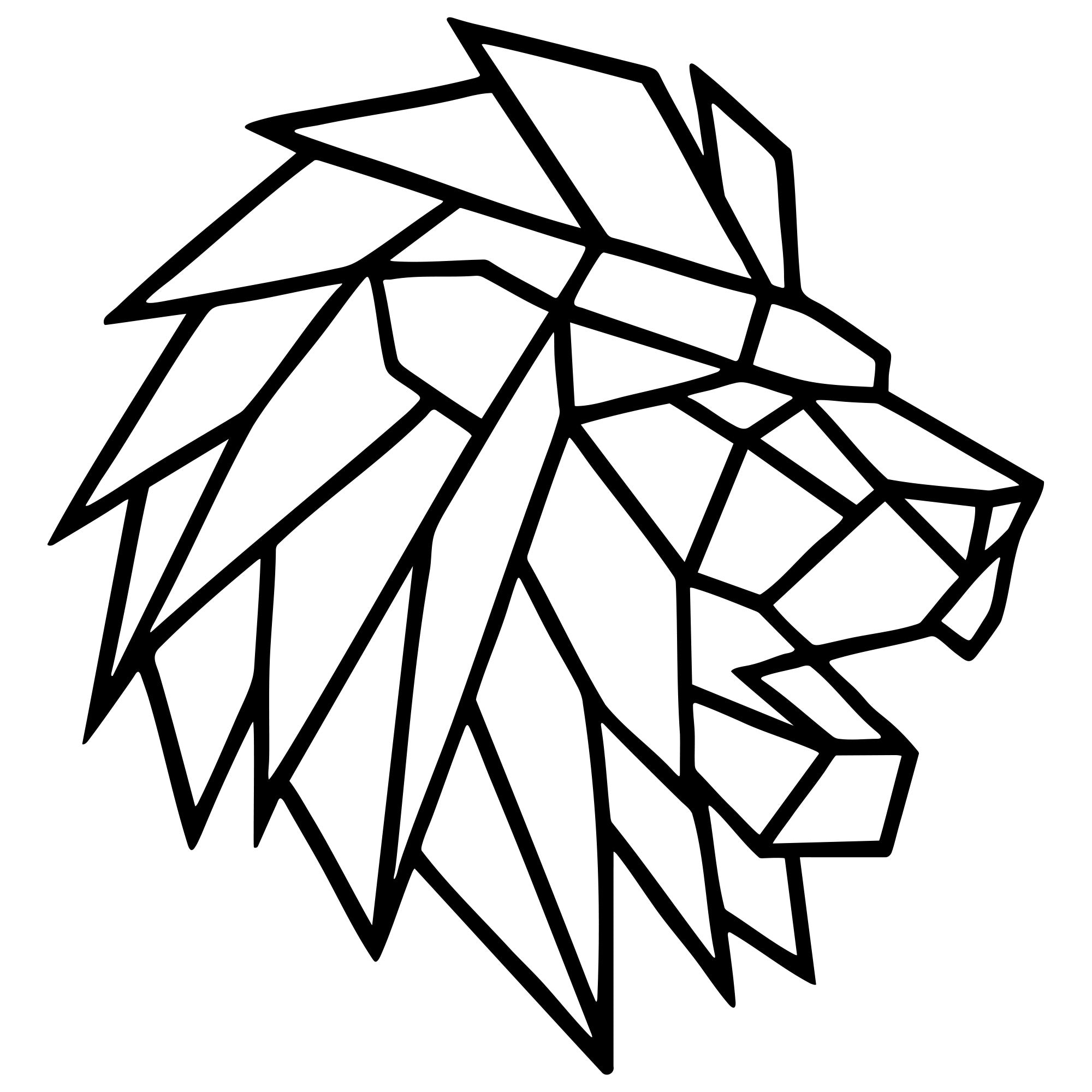 Geometric Lion Head DXF File – CNC Cutting Design | AWLION843