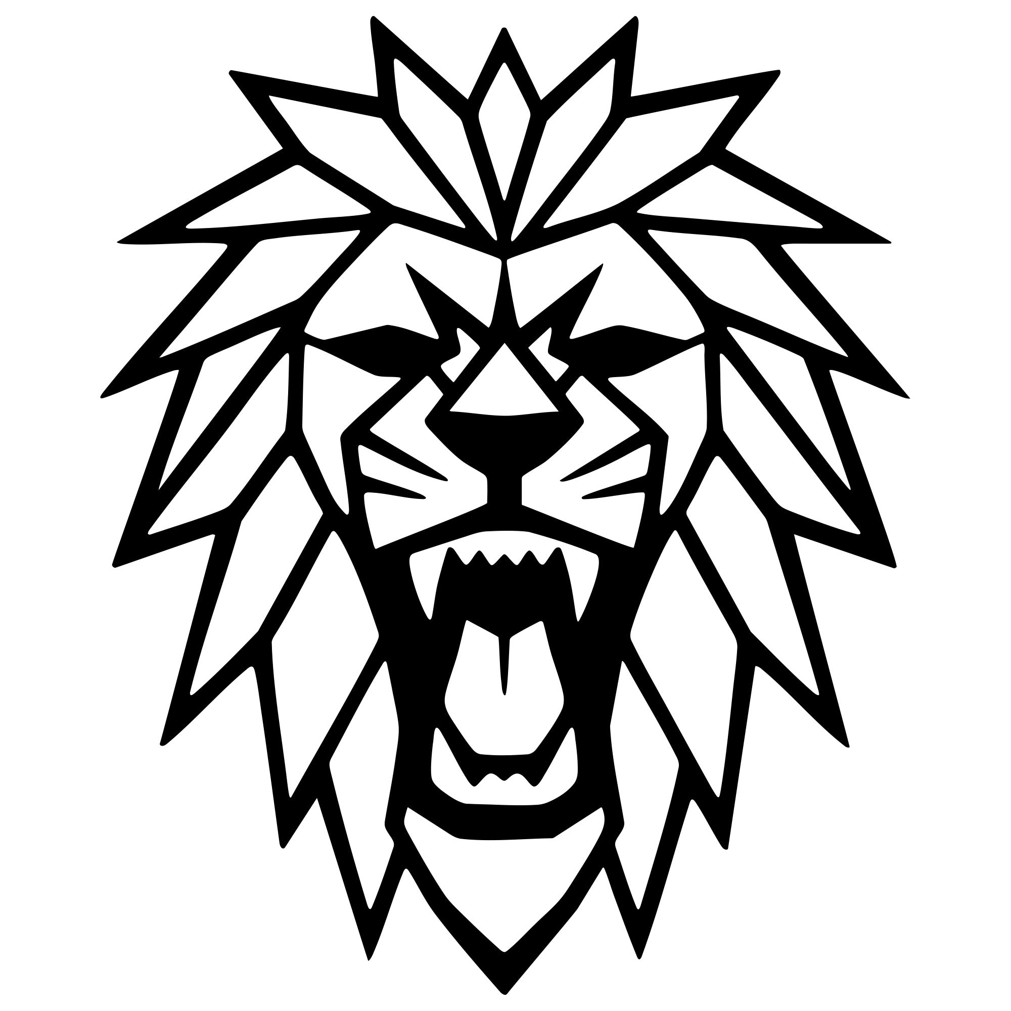 Geometric Lion Head DXF File – CNC Cutting Design | AWLION844