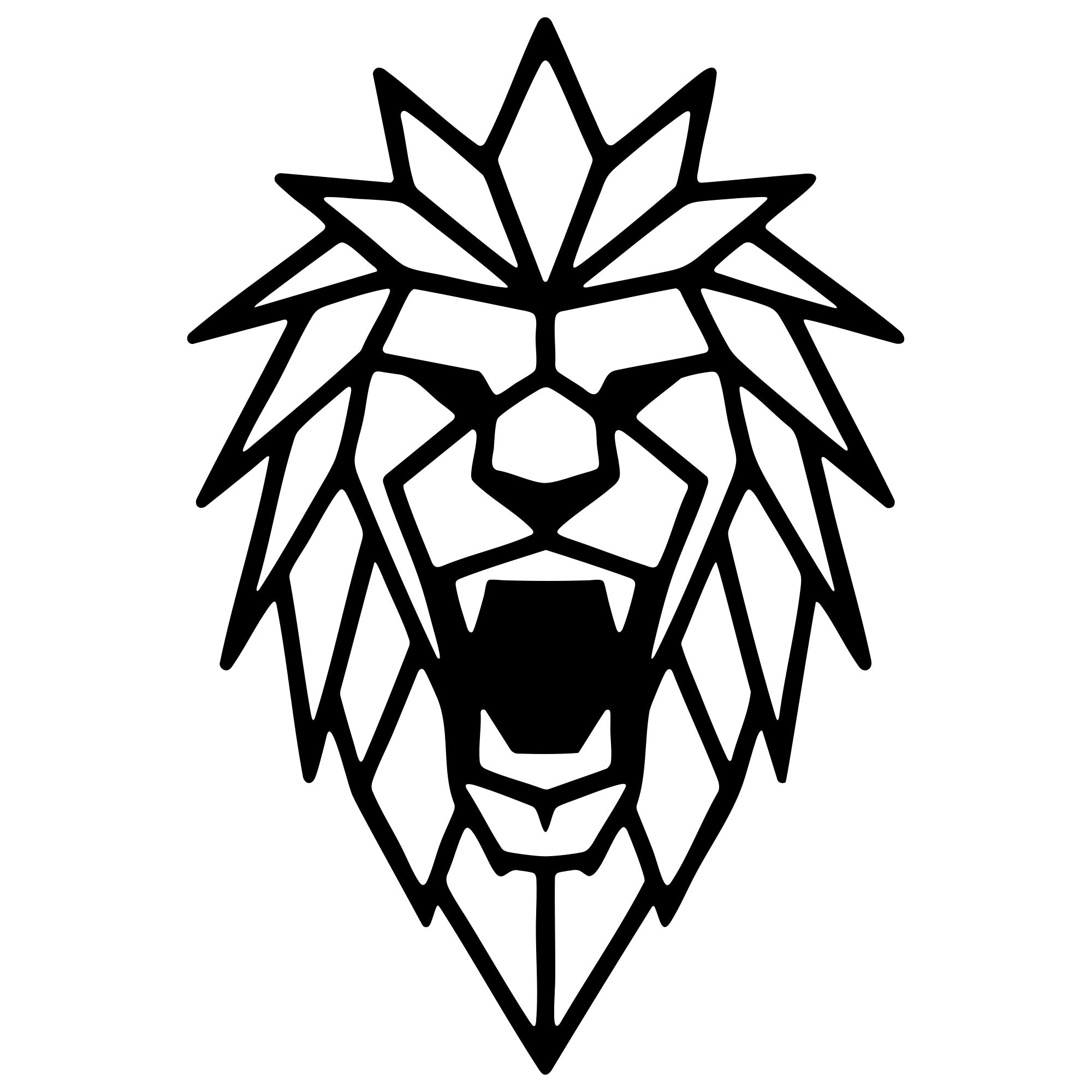 Geometric Lion Head DXF File – CNC Cutting Design | AWLION845