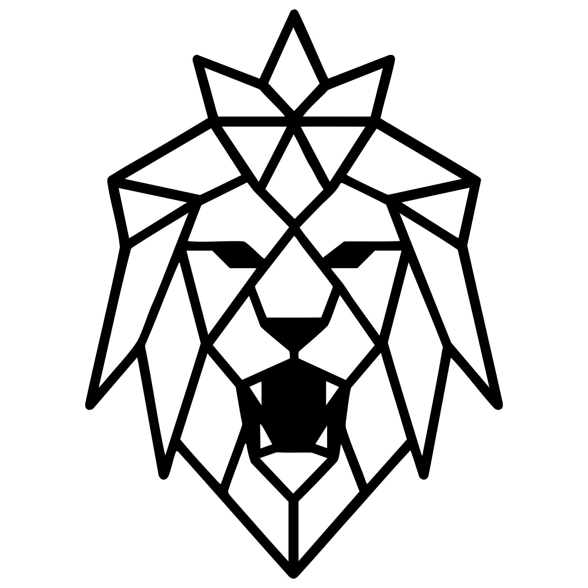 Geometric Lion Head DXF File – CNC Cutting Design | AWLION846