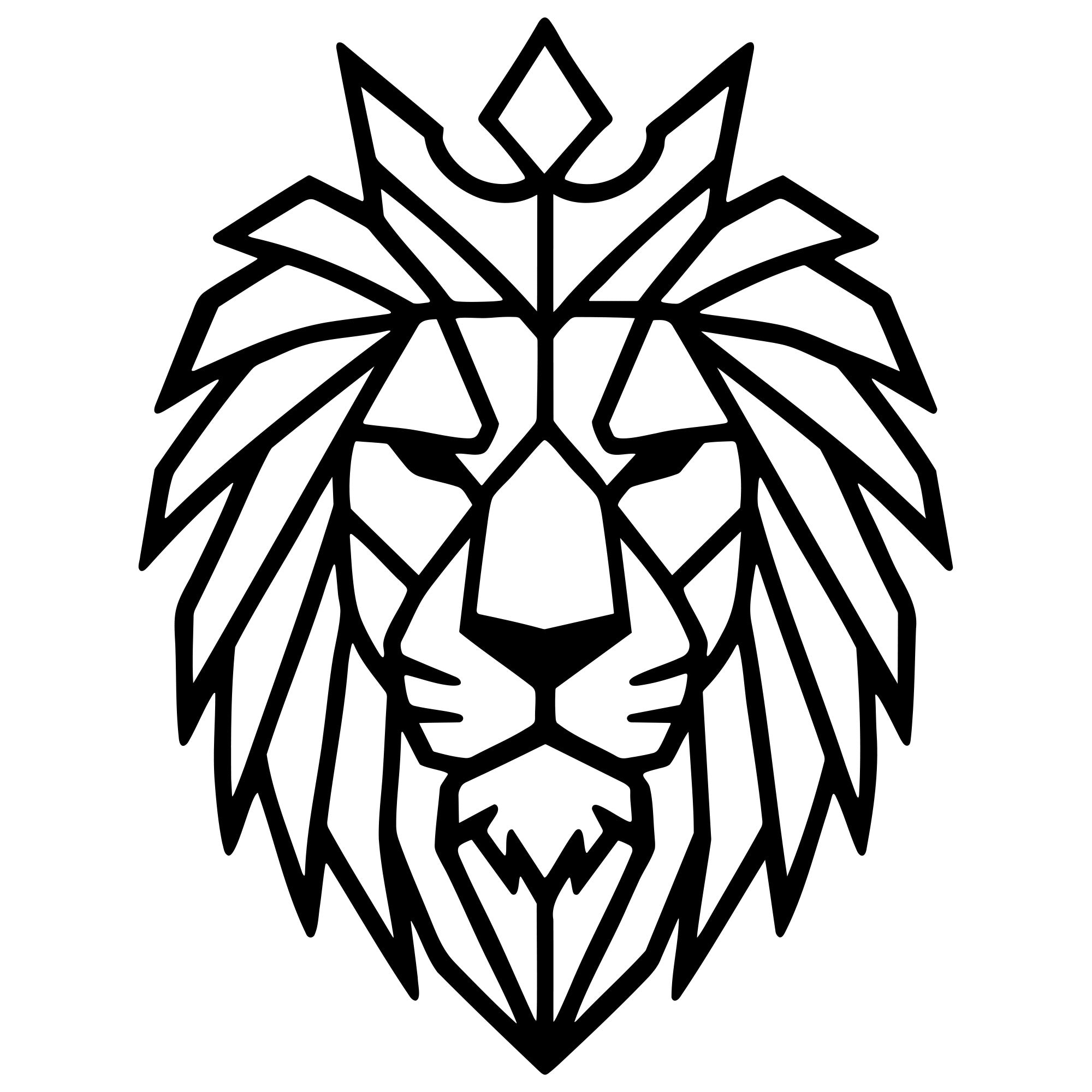 Geometric Lion Head DXF File – CNC Cutting Design | AWLION847