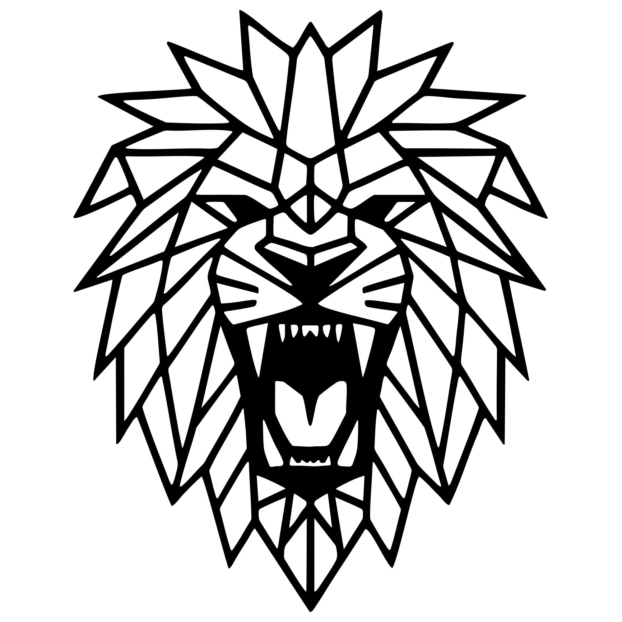 Geometric Lion Head DXF File – CNC Cutting Design | AWLION850
