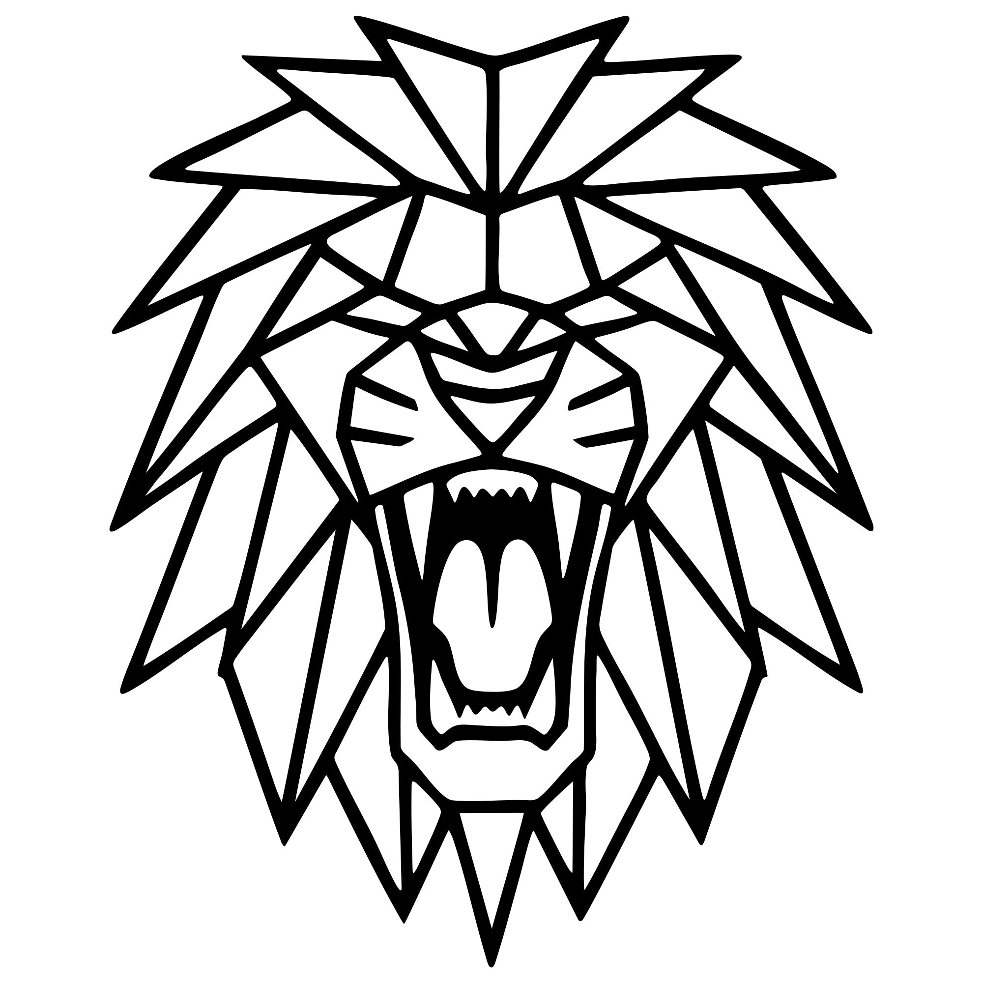 Geometric Lion Head DXF File – CNC Cutting Design | AWLION851