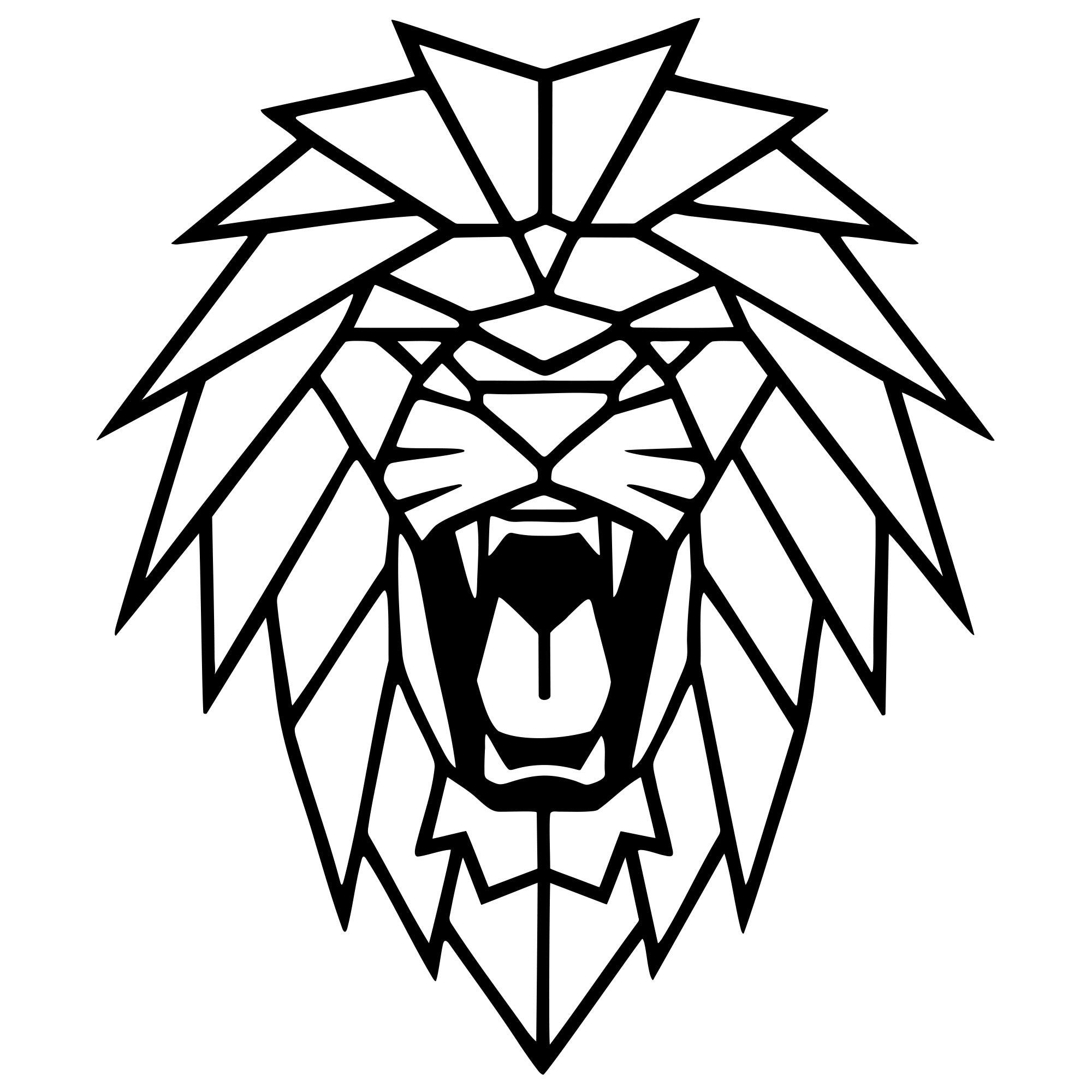 Geometric Lion Head DXF File – CNC Cutting Design | AWLION852