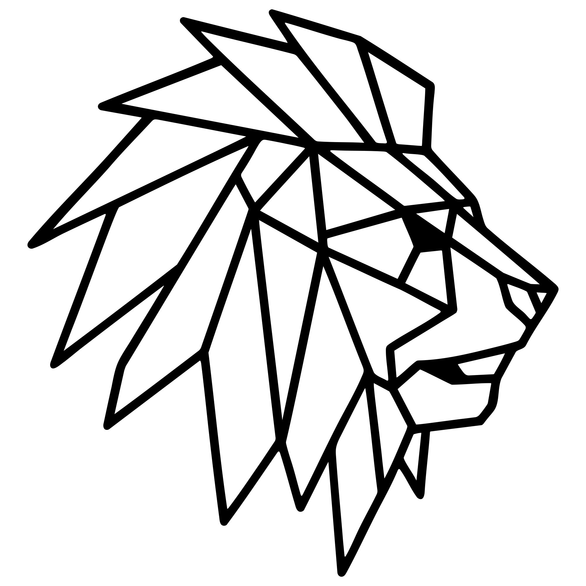 Geometric Lion Head DXF File – CNC Cutting Design | AWLION853
