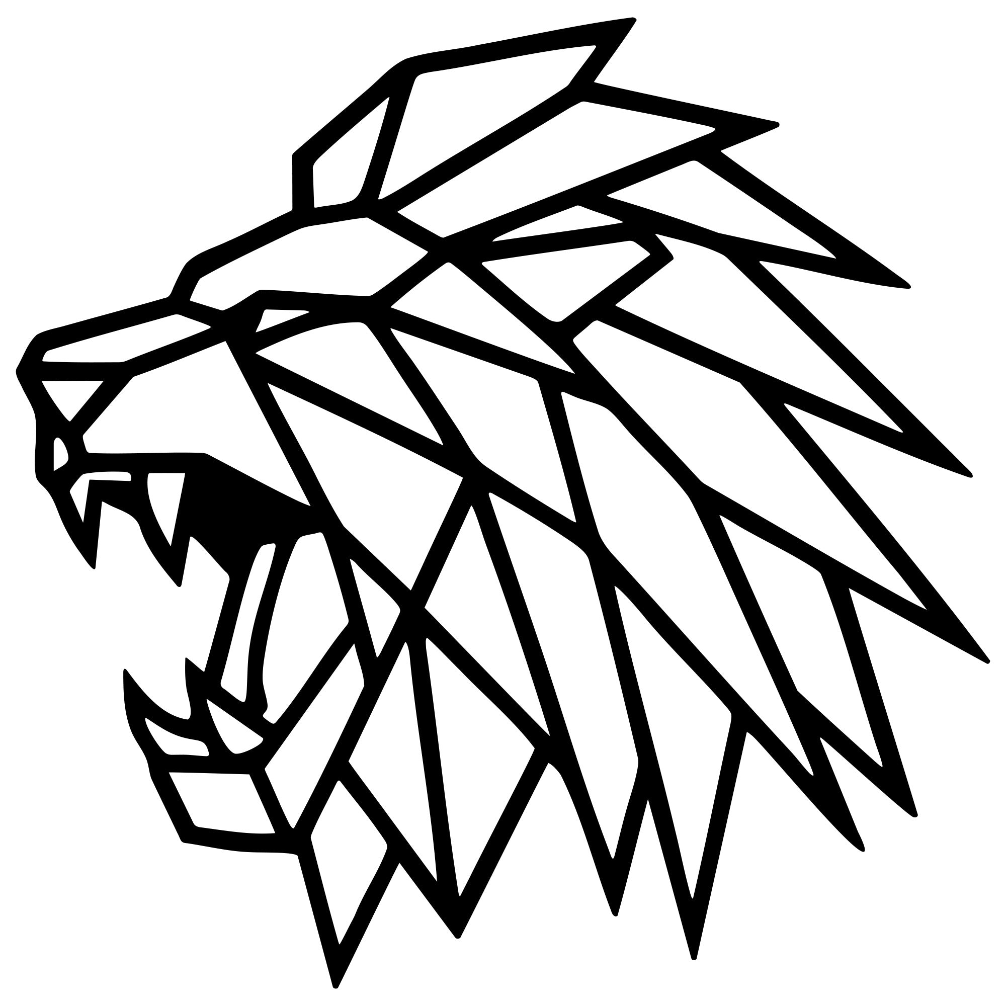 Geometric Lion Head DXF File – CNC Cutting Design | AWLION854