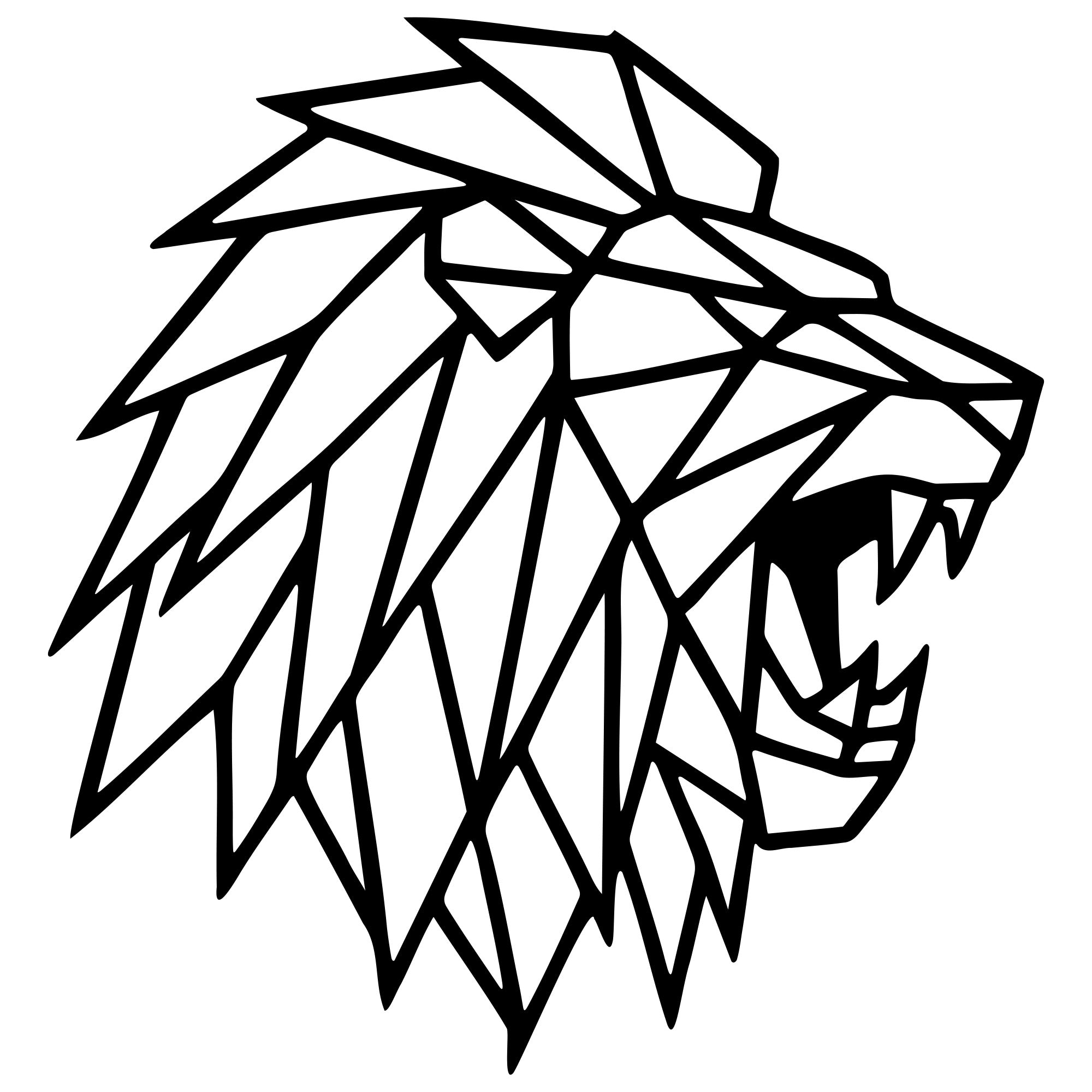 Geometric Lion Head DXF File – CNC Cutting Design | AWLION855