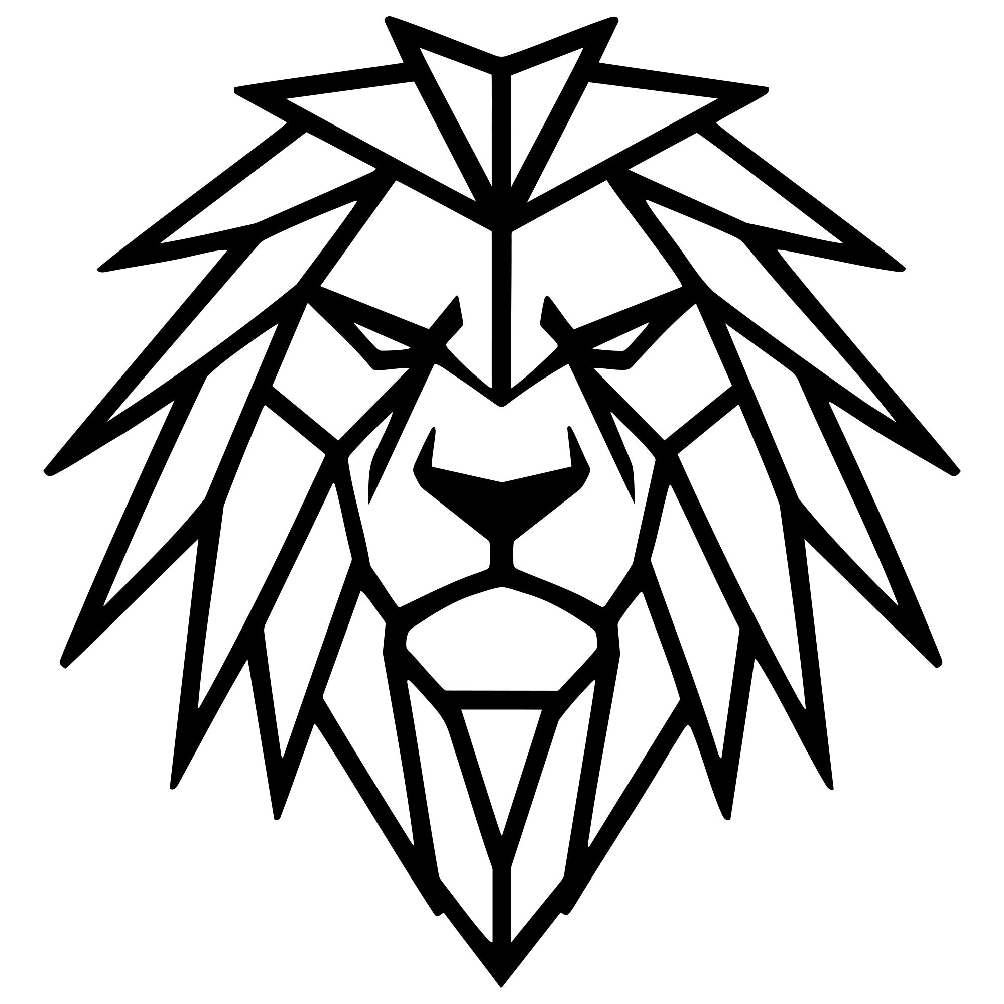 Geometric Lion Head DXF File – CNC Cutting Design | AWLION856