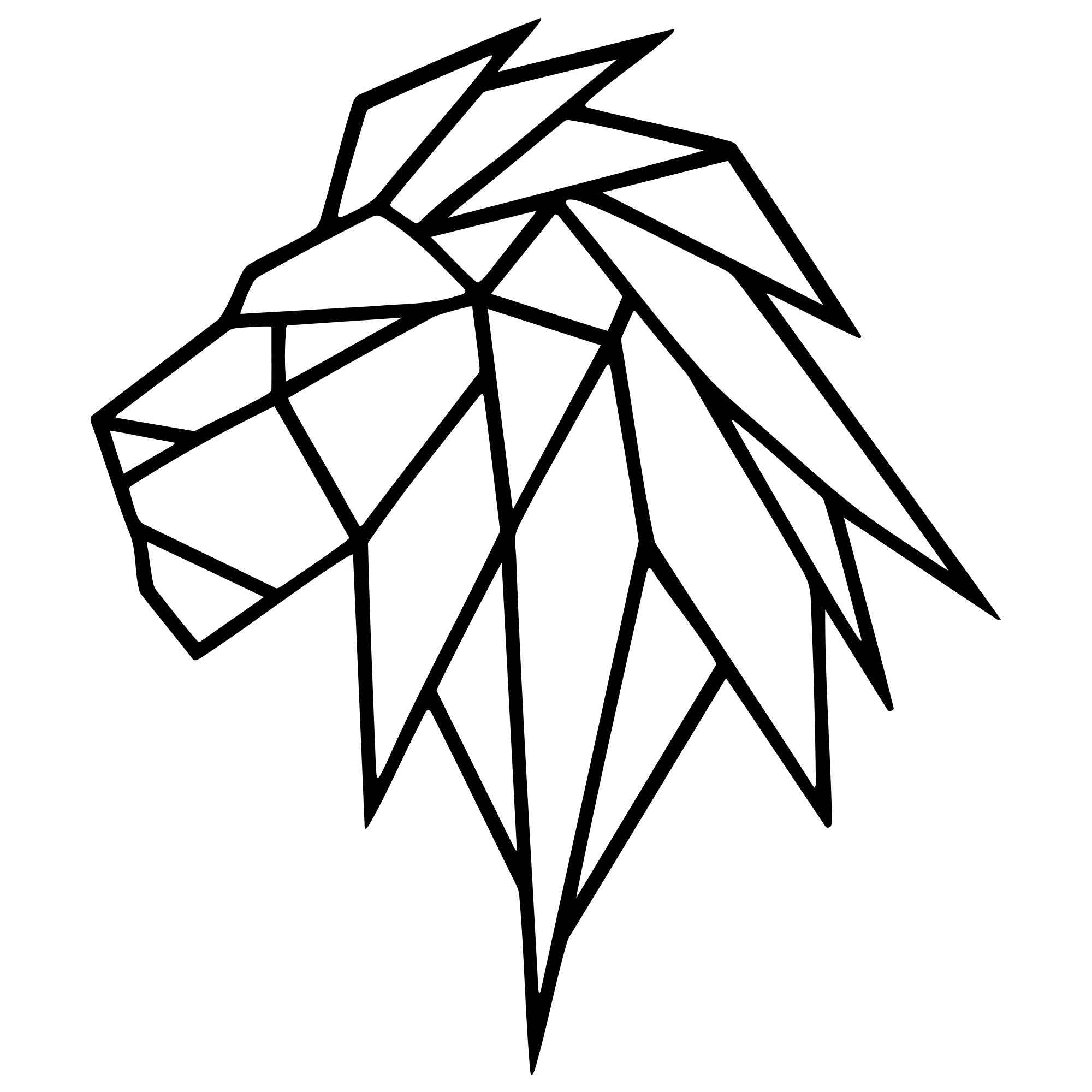 Geometric Lion Head DXF File – CNC Cutting Design | AWLION857