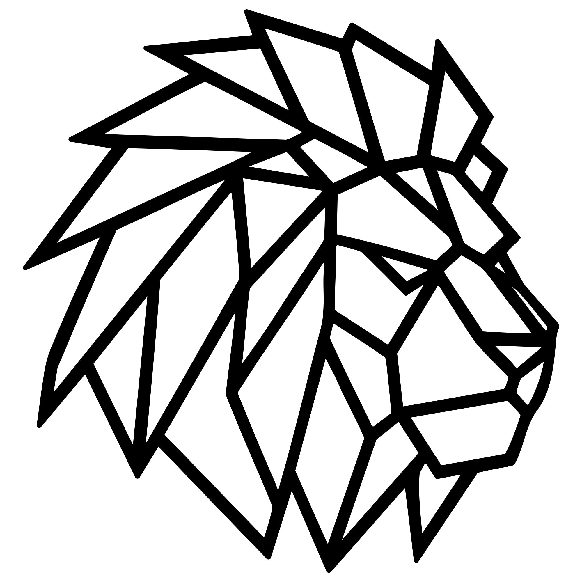 Geometric Lion Head DXF File – CNC Cutting Design | AWLION858