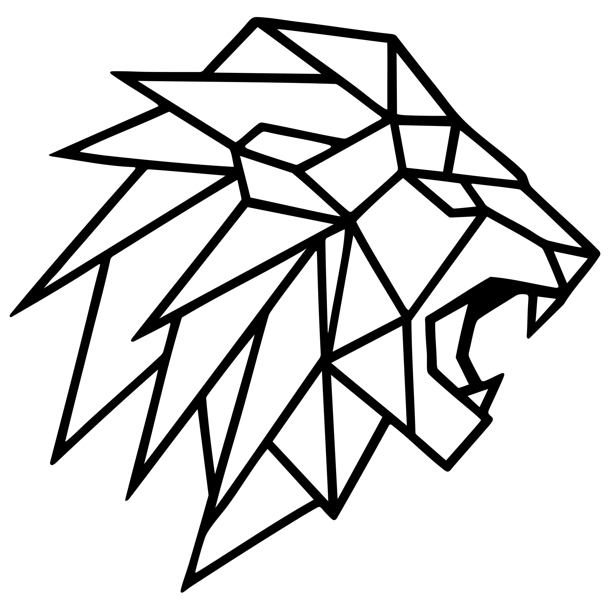 Geometric Lion Head DXF File – CNC Cutting Design | AWLION861