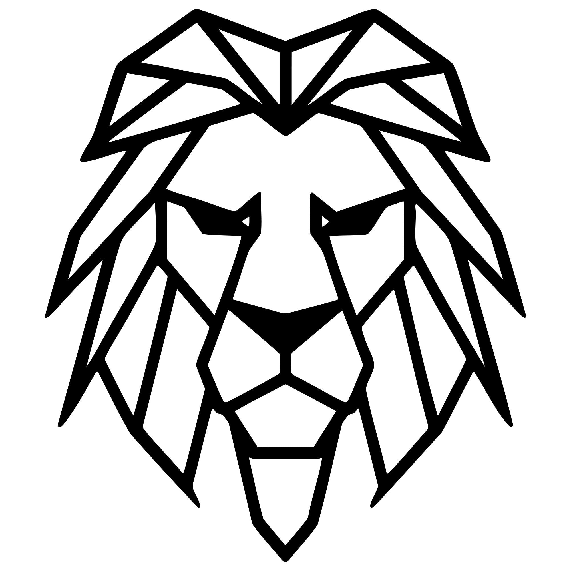 Geometric Lion Head DXF File – CNC Cutting Design | AWLION864