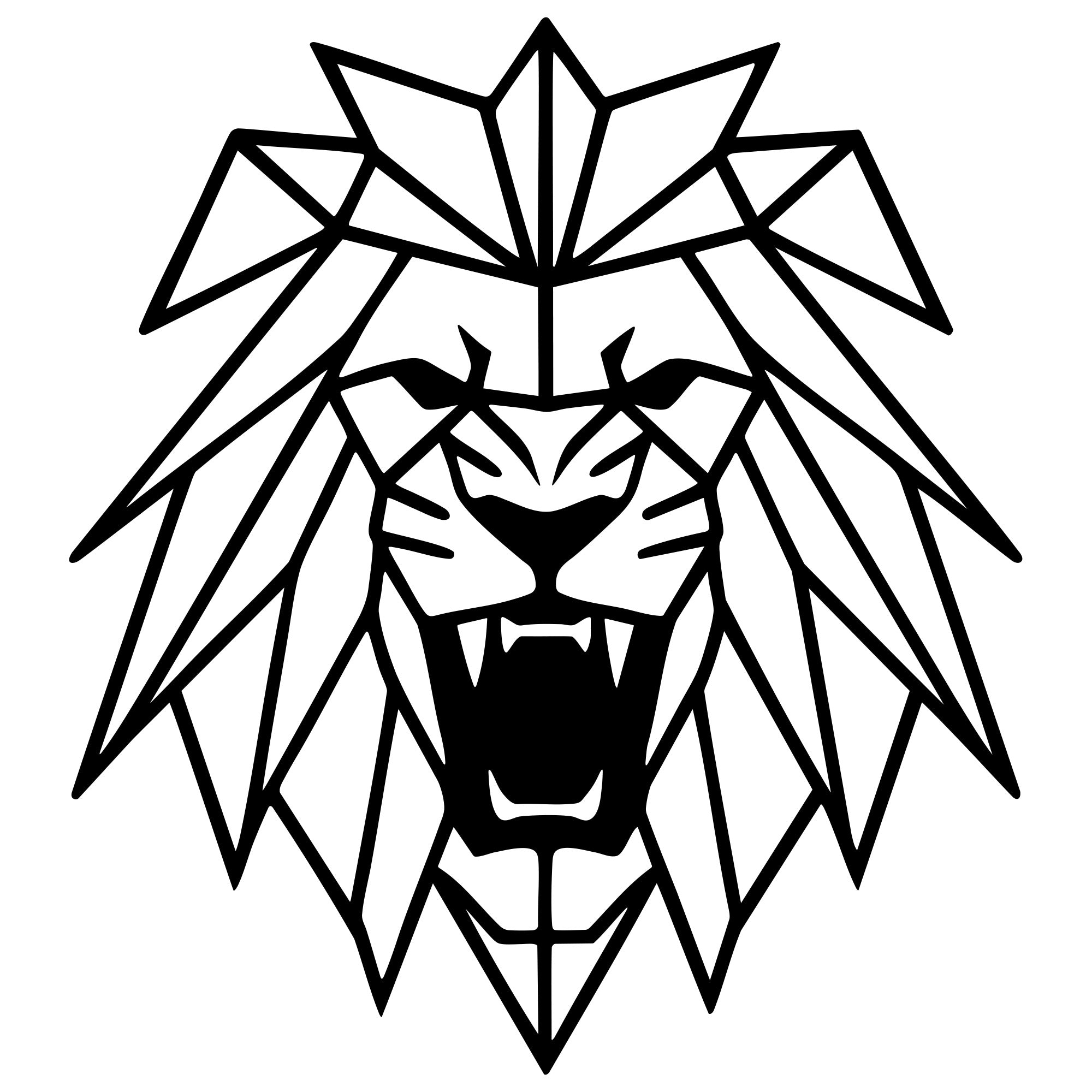 Geometric Lion Head DXF File – CNC Cutting Design | AWLION865