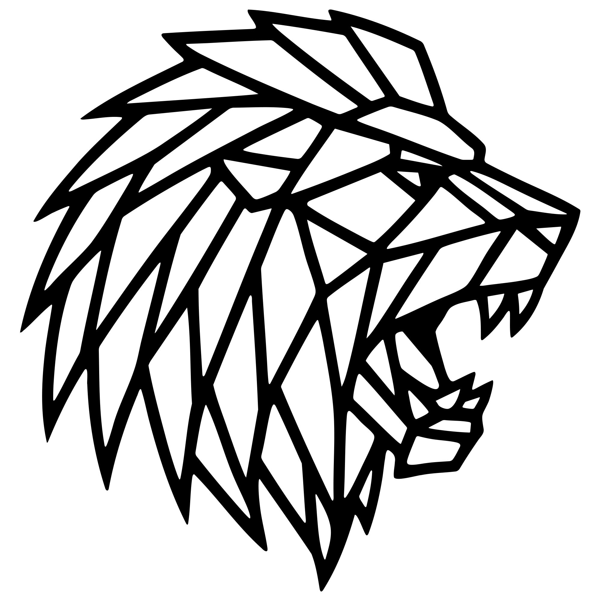 Geometric Lion Head DXF File – CNC Cutting Design | AWLION867