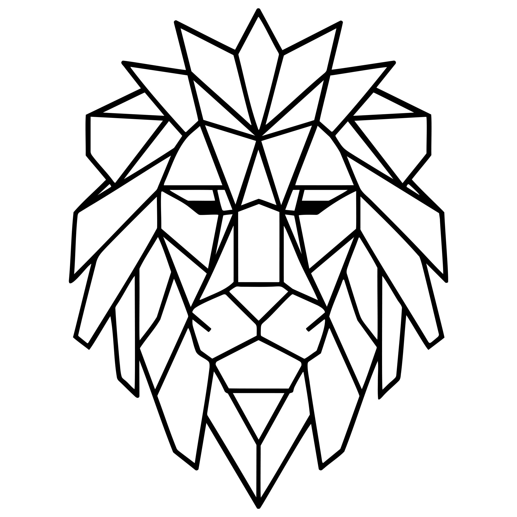 Geometric Lion Head DXF File – CNC Cutting Design | AWLION870
