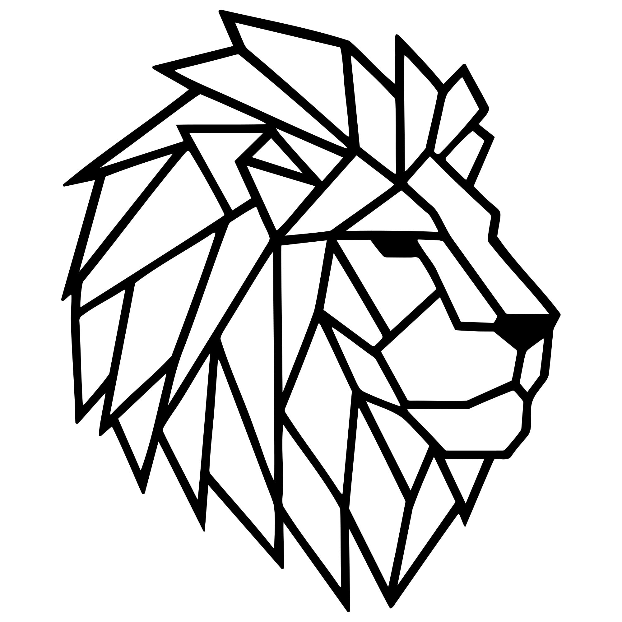 Geometric Lion Head DXF File – CNC Cutting Design | AWLION871