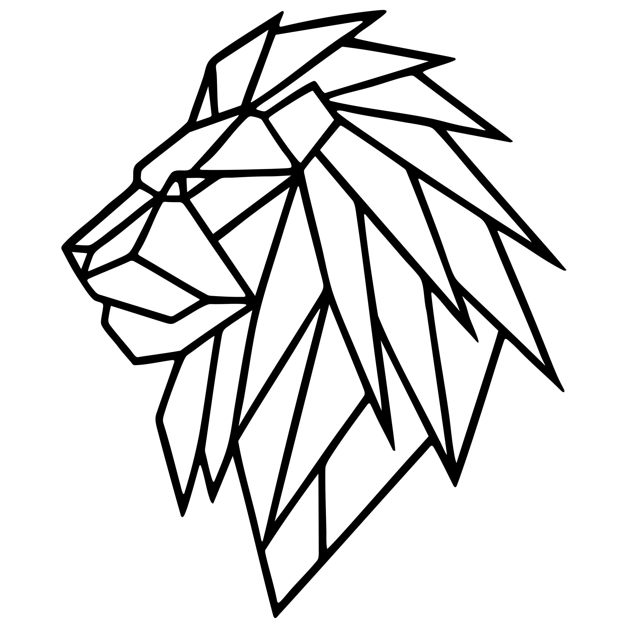 Geometric Lion Head DXF File – CNC Cutting Design | AWLION872