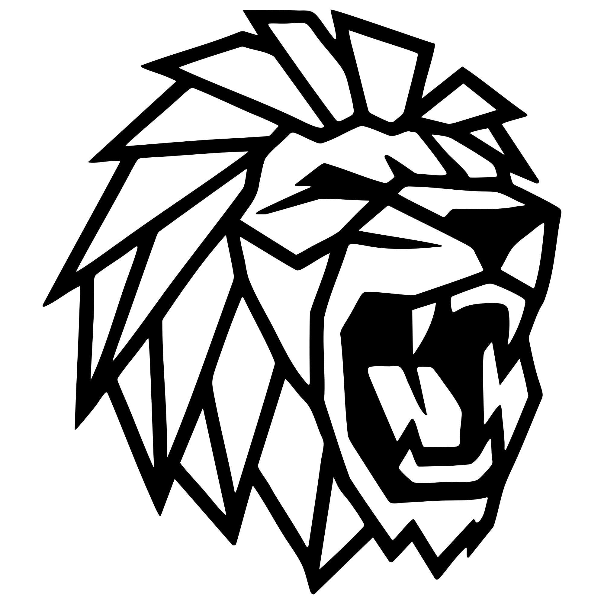Geometric Lion Head DXF File – CNC Cutting Design | AWLION873