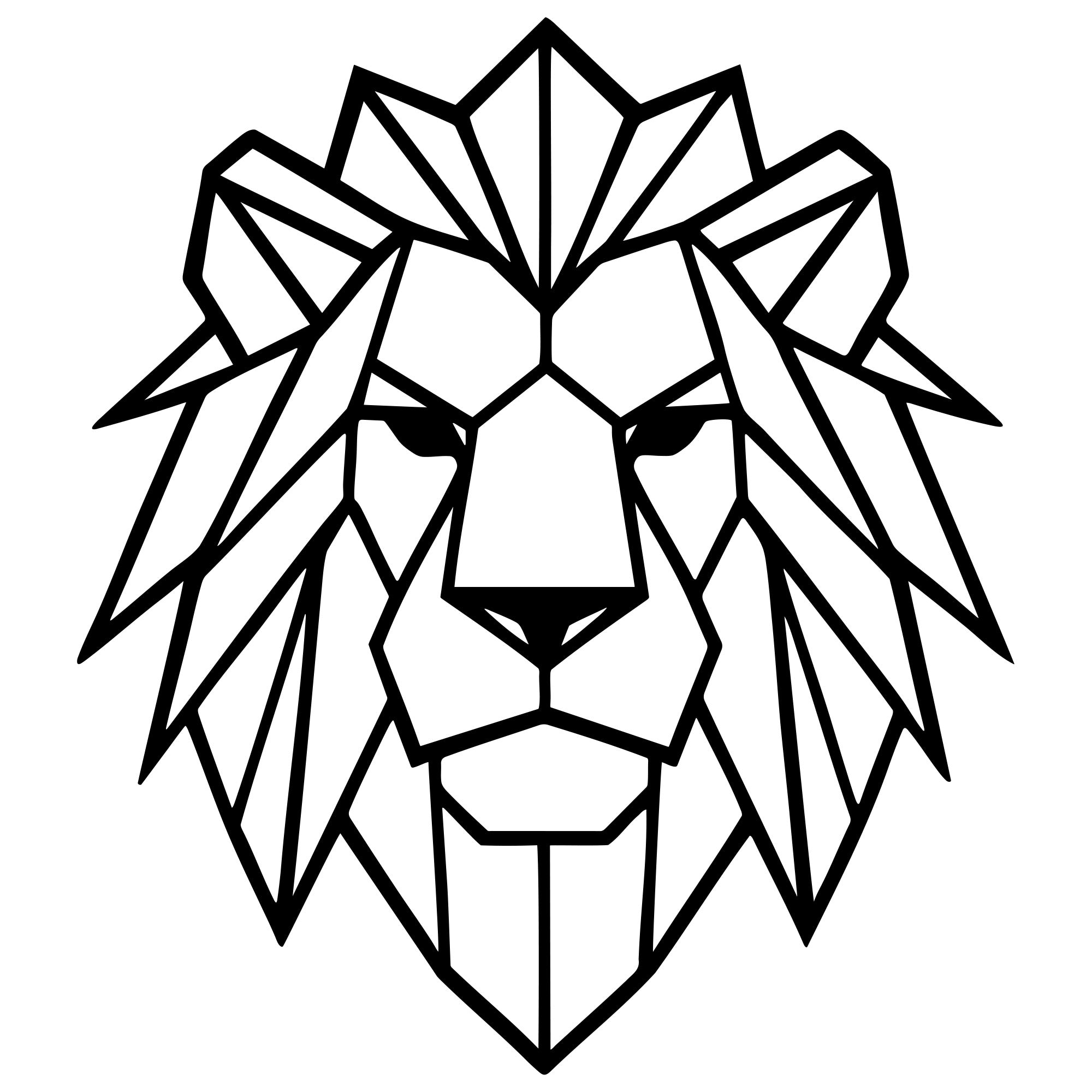 Geometric Lion Head DXF File – CNC Cutting Design | AWLION874