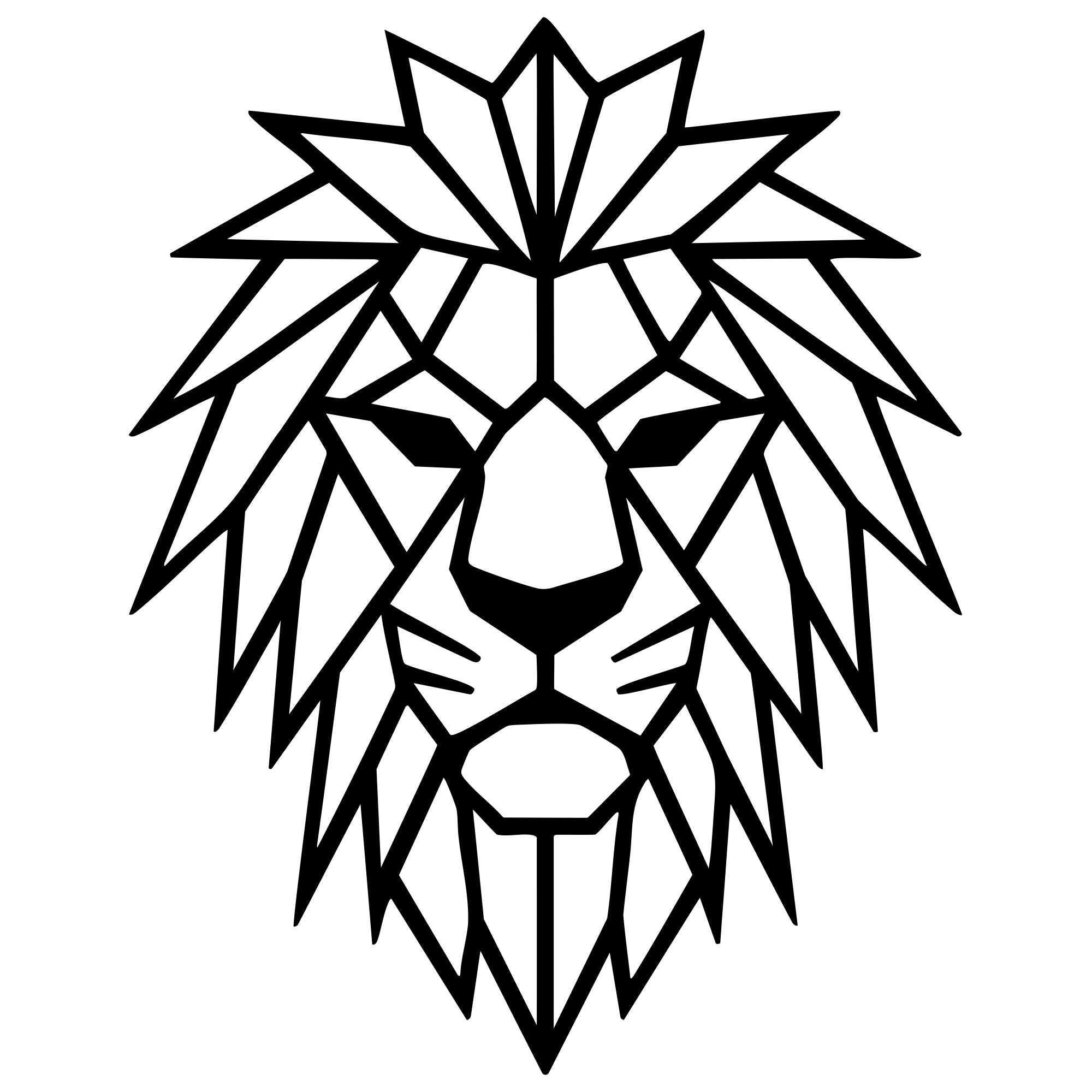 Geometric Lion Head DXF File – CNC Cutting Design | AWLION876